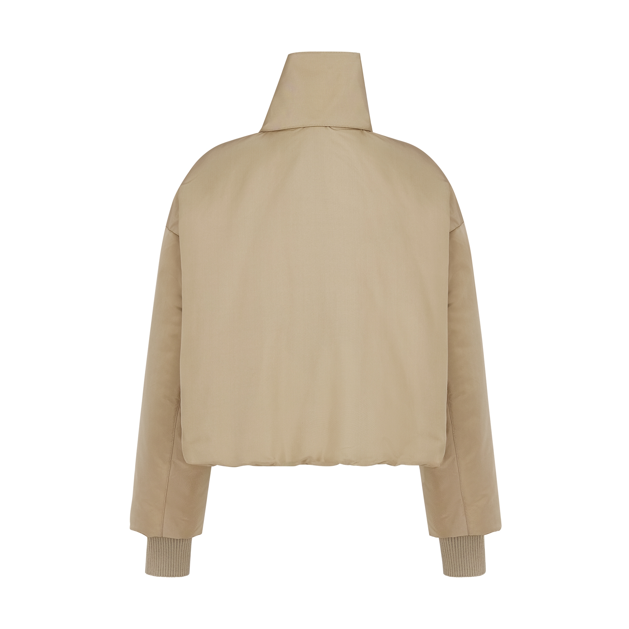 Jacket with Scarf Collar Beige Padded Silk Faille E08