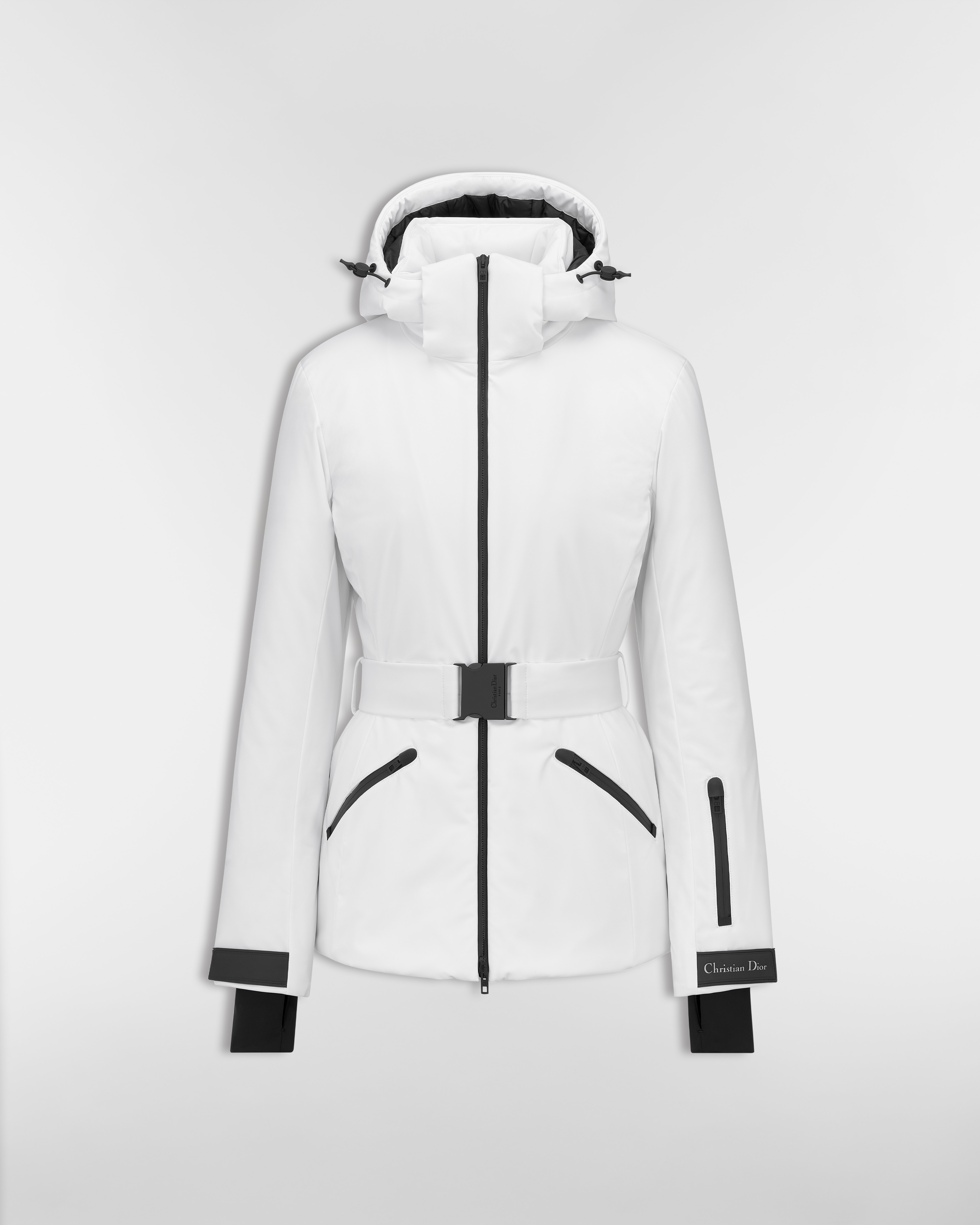 DiorAlps Belted Puffer Jacket with Removable Hood White Padded Technical Taffeta E01
