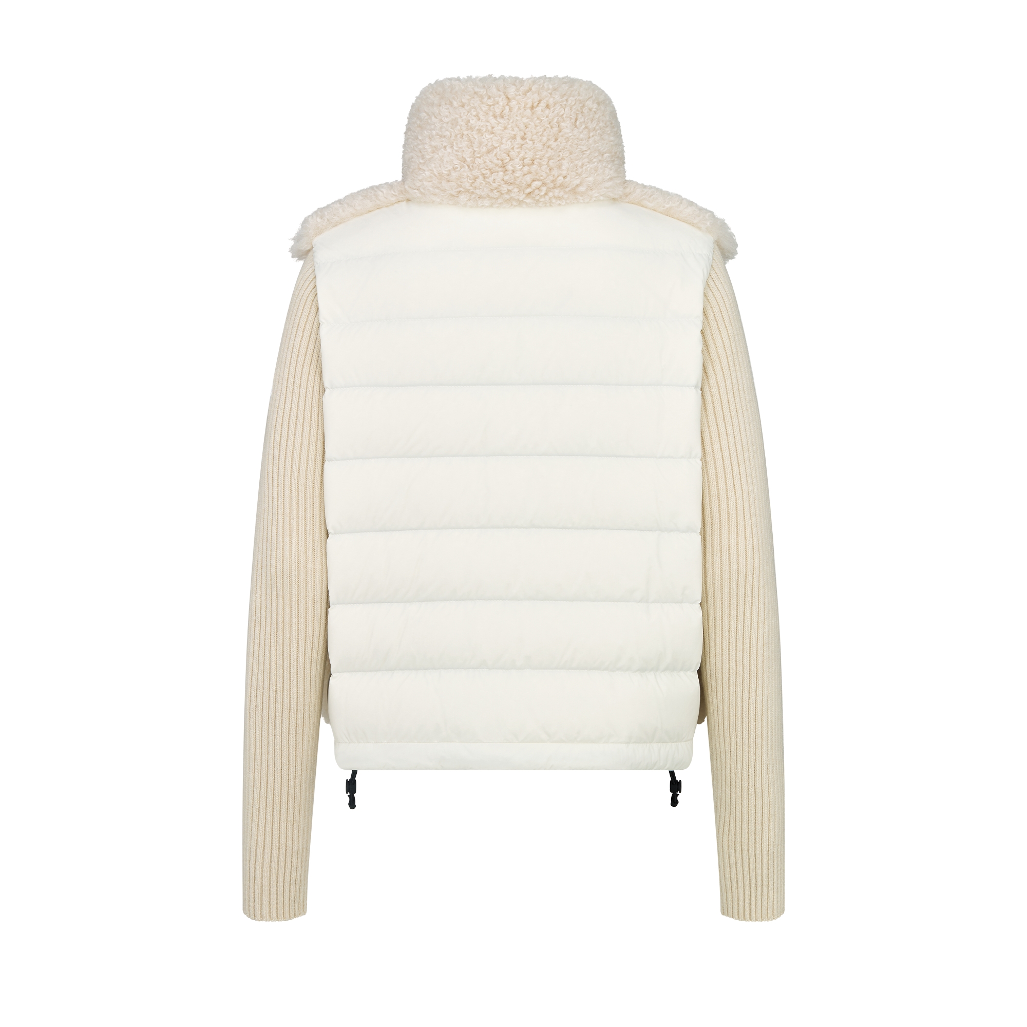 DiorAlps Puffer Jacket Ecru Quilted Technical Taffeta, Beige Fleece and Virgin Wool Knit E08
