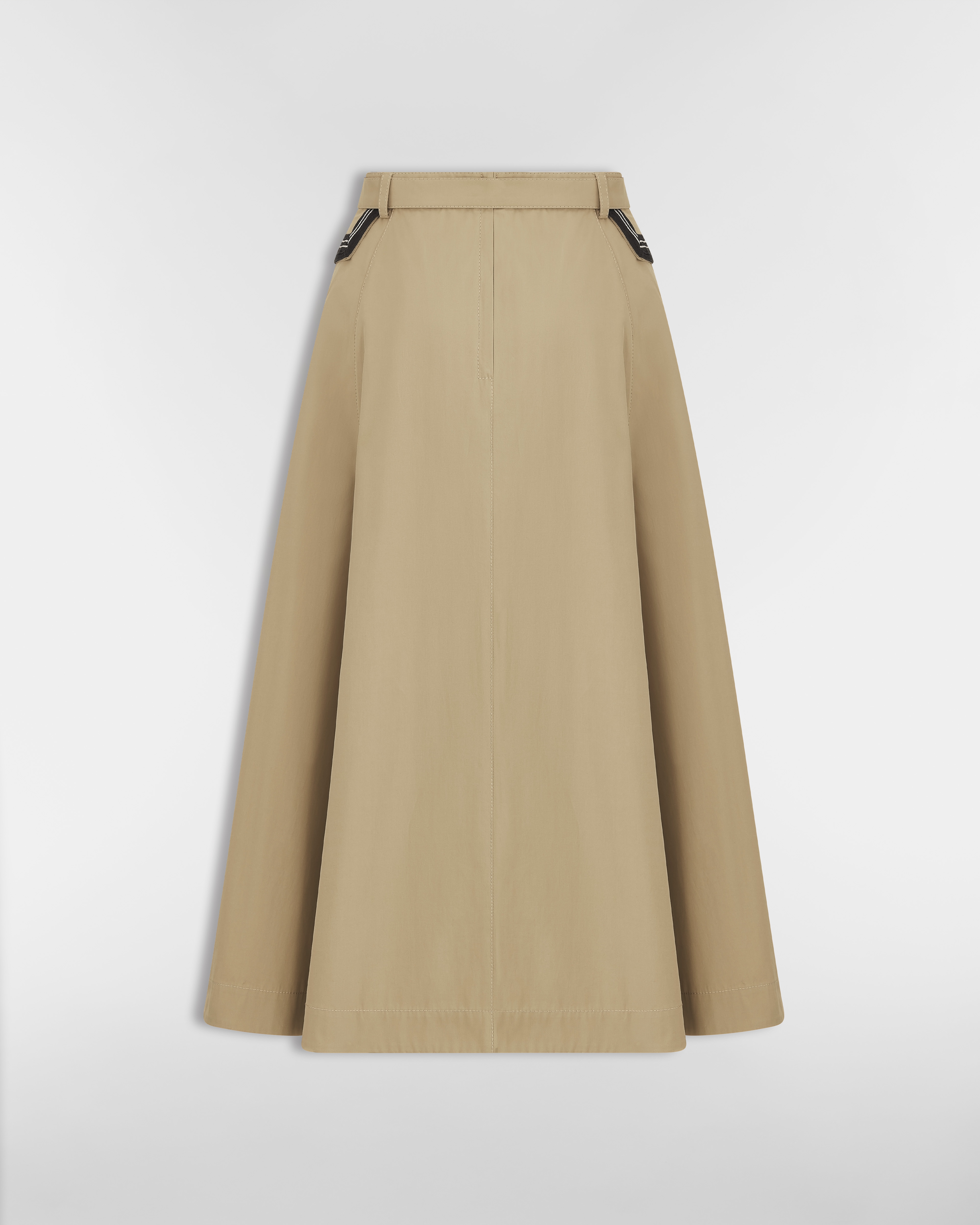 Jupe mi-longue évasée Gabardine de coton beige E08