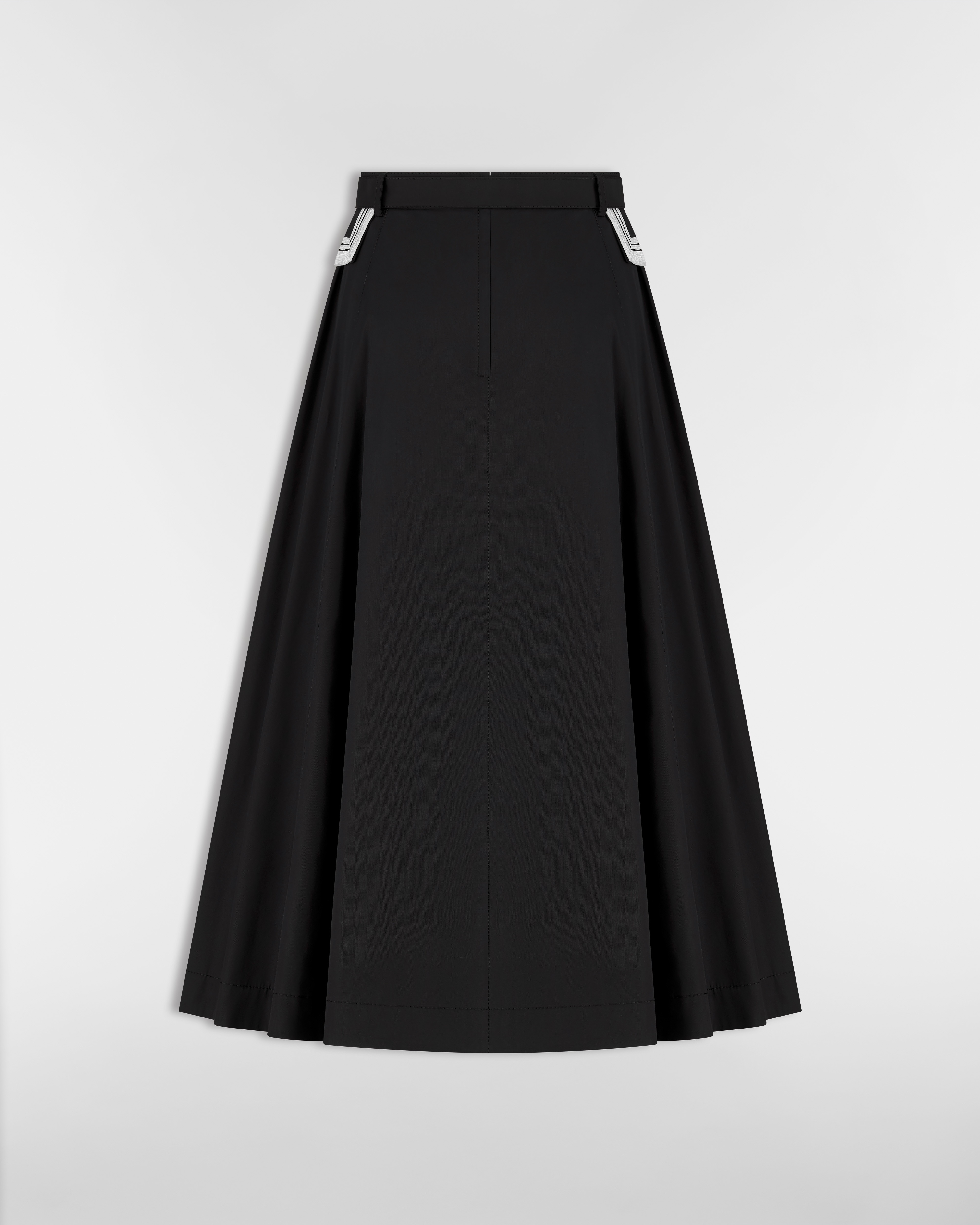 Jupe mi-longue évasée Gabardine de coton noir E08