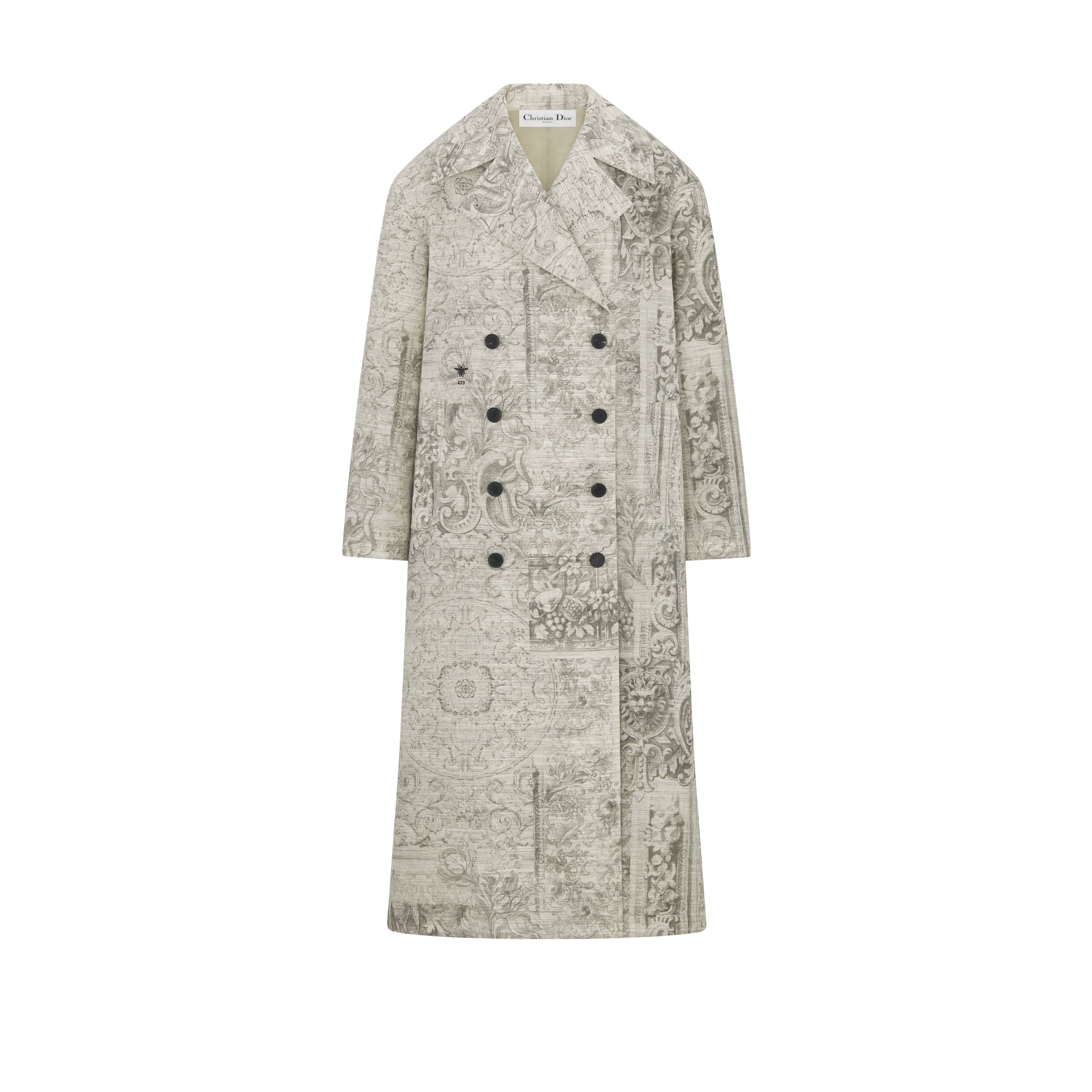 Mantel Mischung aus Dior Barocco Baumwolle, Mohair und Wolle in Beige E01