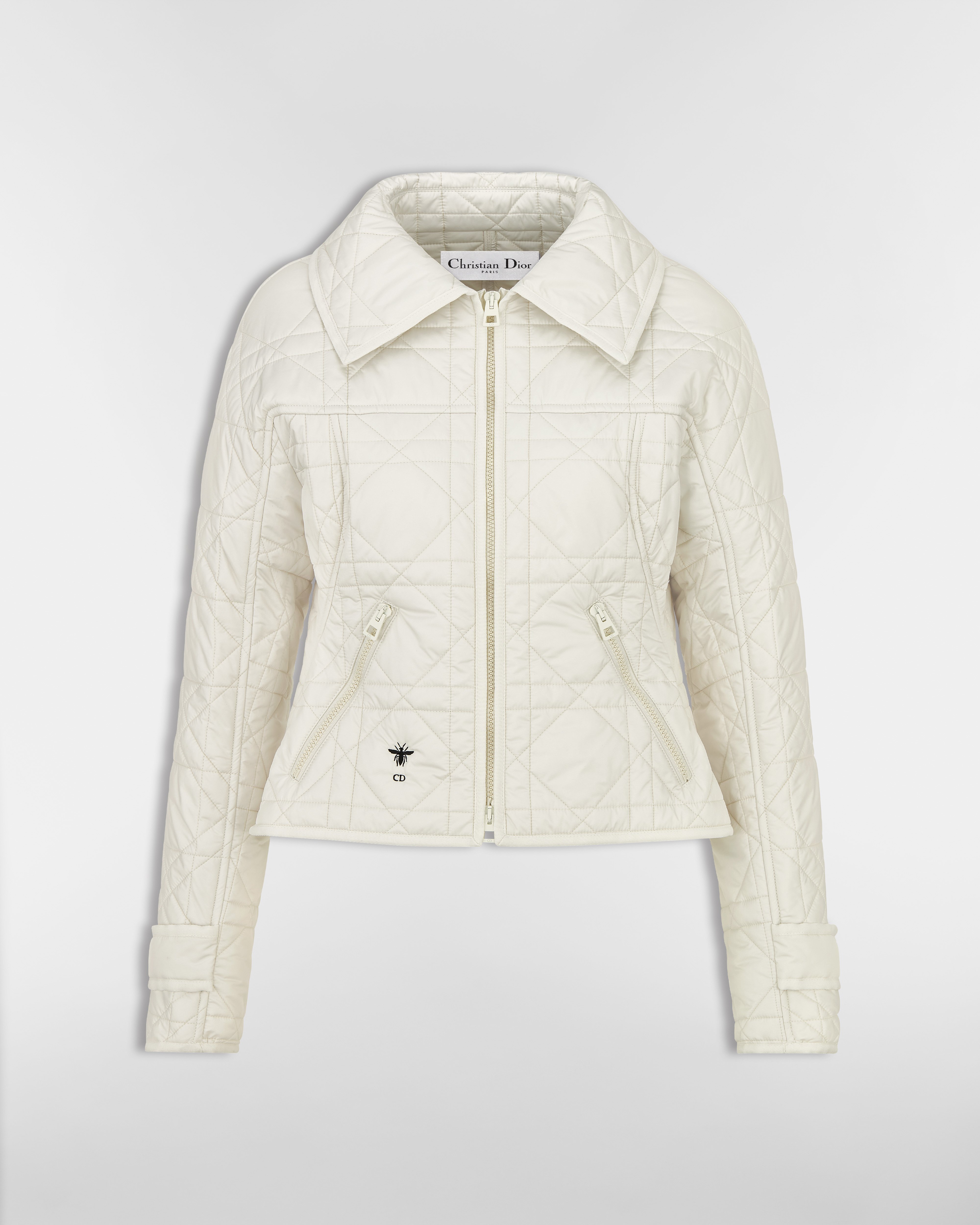 Macrocannage Fitted Jacket Ecru Quilted Technical Taffeta