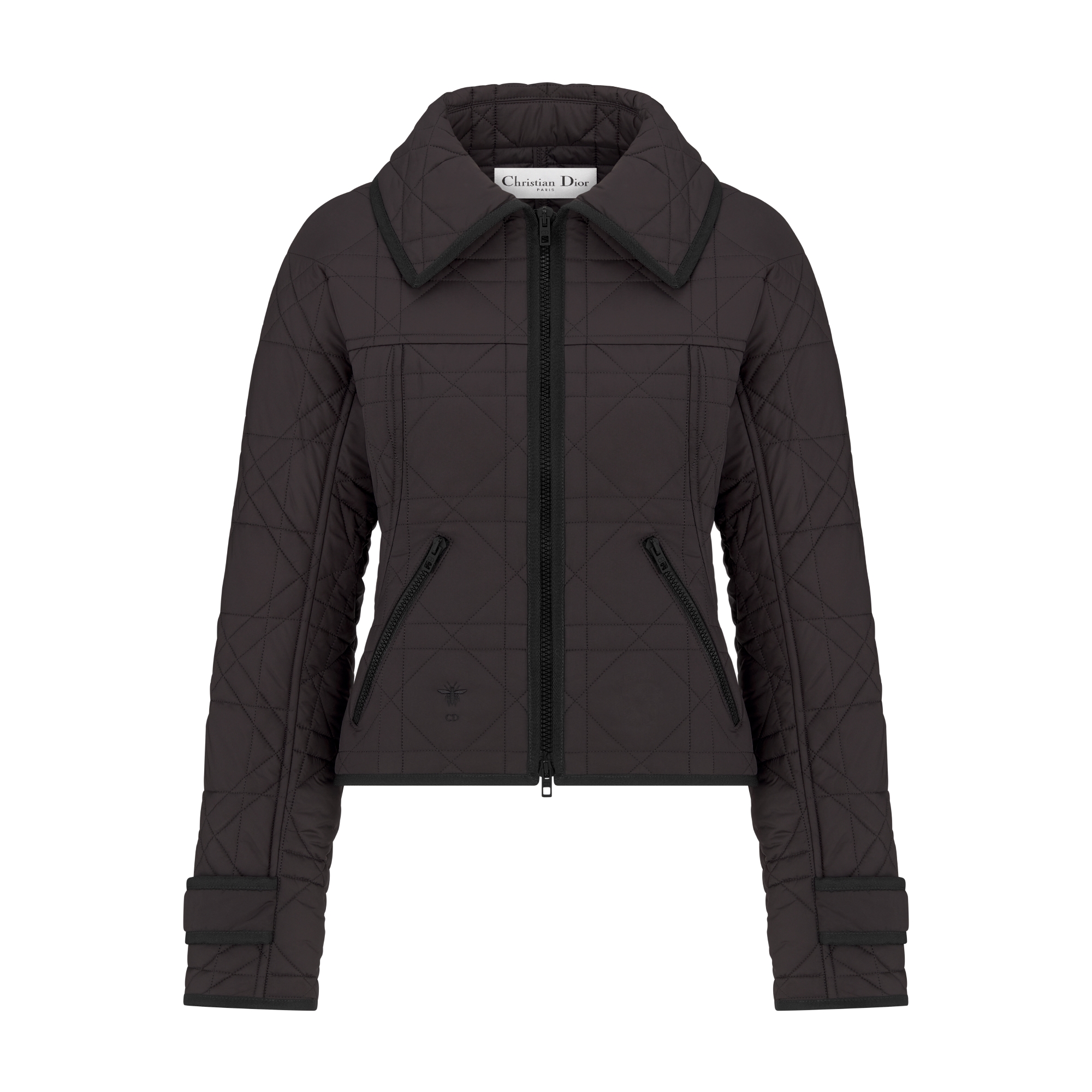 Macrocannage Fitted Jacket Black Quilted Technical Taffeta E01