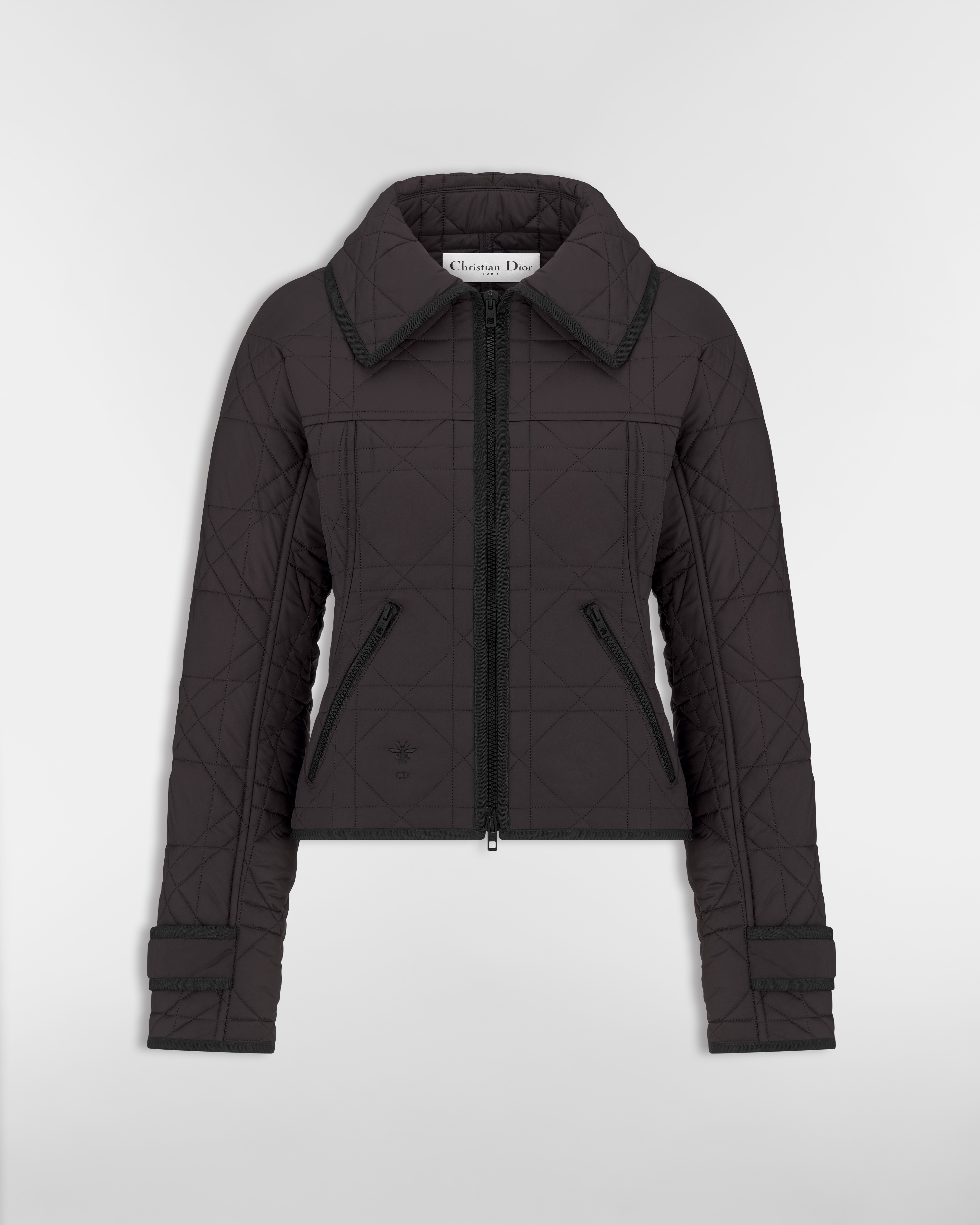 Chaqueta Macrocannage entallada Tafetán técnico acolchado negro E01