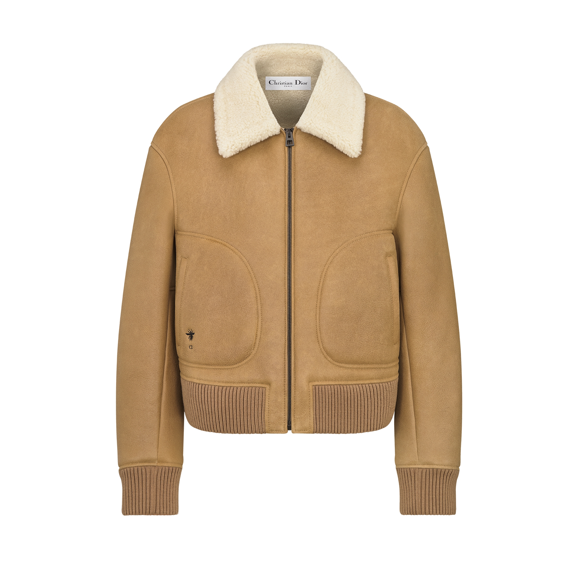 Blouson Jacket Camel Lambskin and Ecru Lambskin Shearling E01