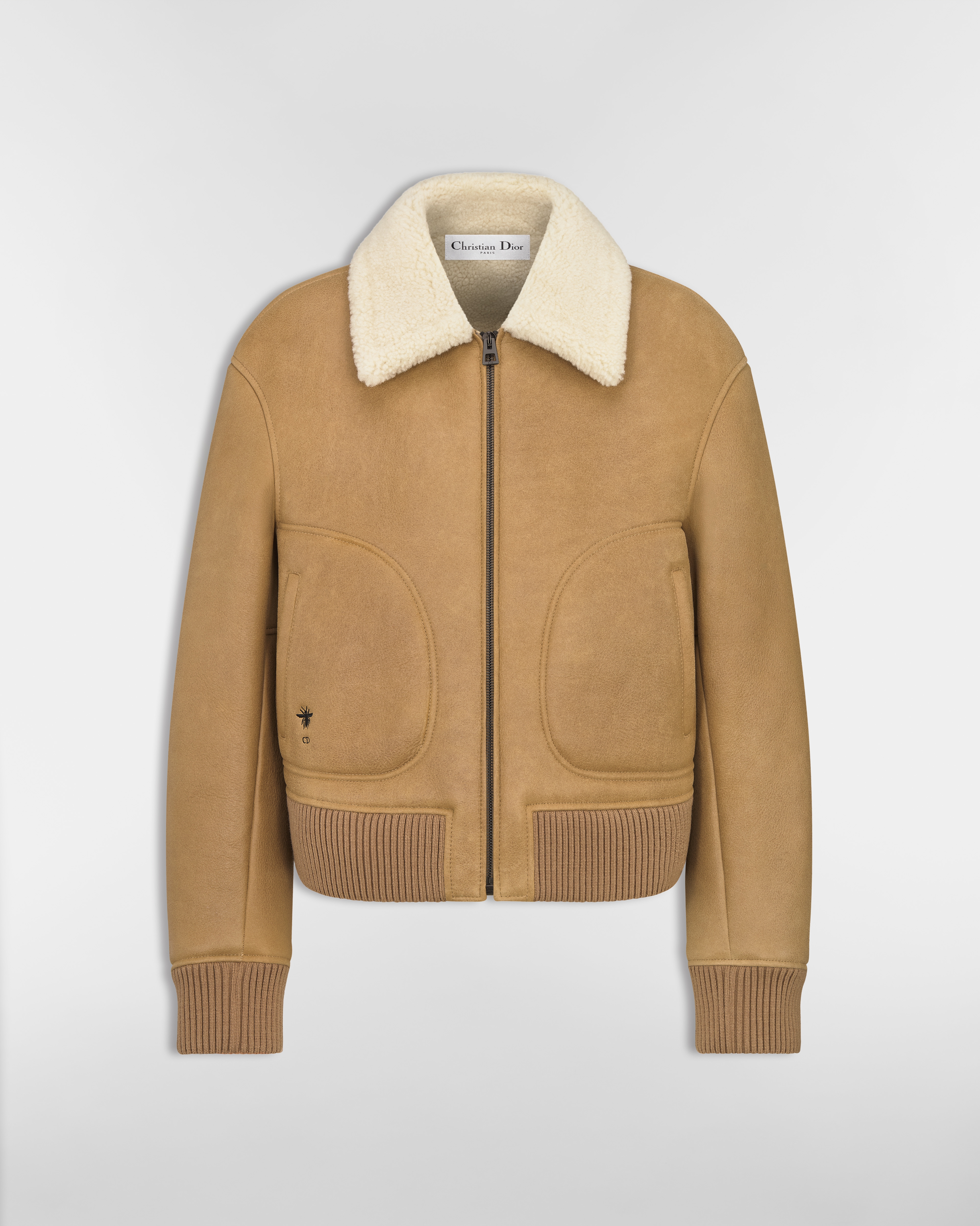 블루종 재킷 카멜 양가죽 & 에크루 양가죽 시어링 E01