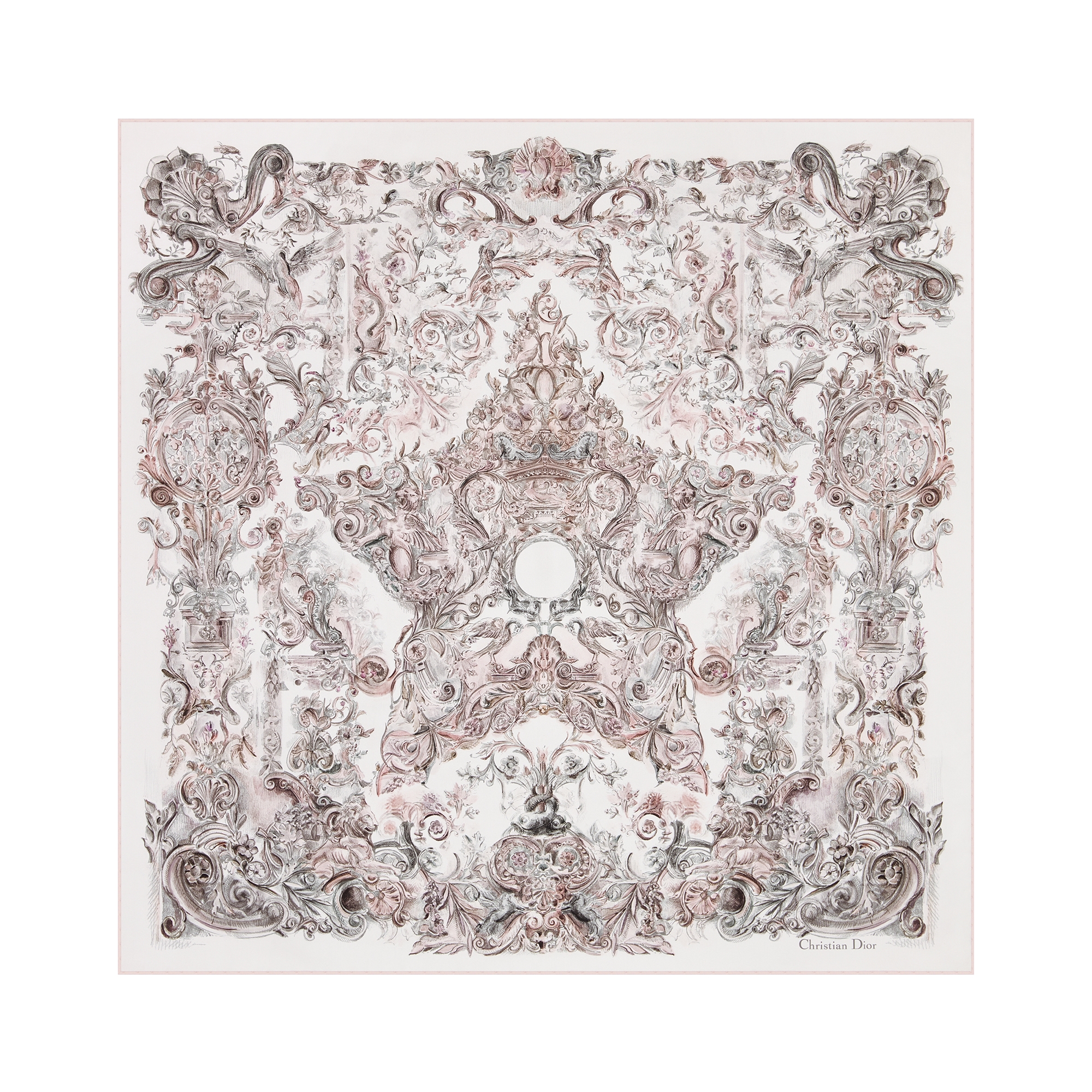  Twill de soie rose pâle et gris