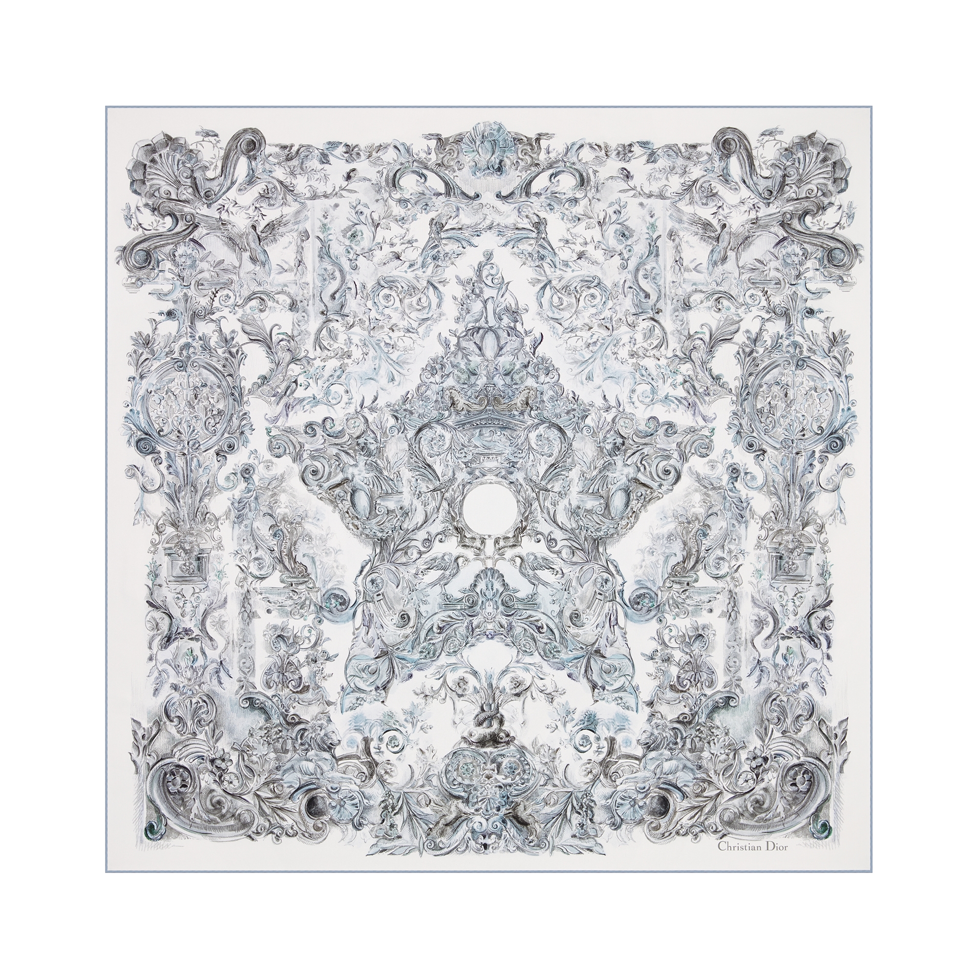  Twill di seta bianco e blu