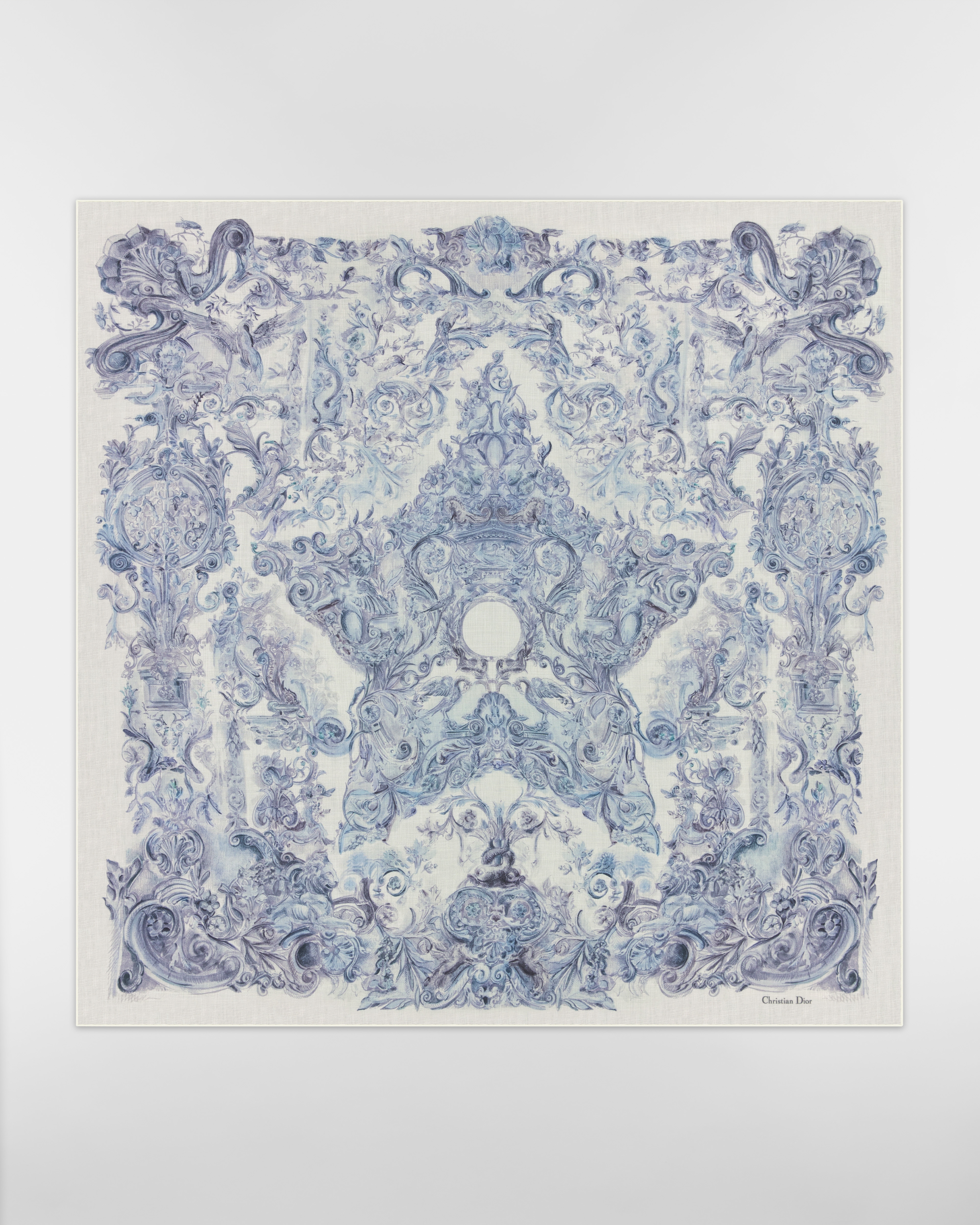 Dior Stella Baroque Shawl White and Blue Cashmere | DIOR