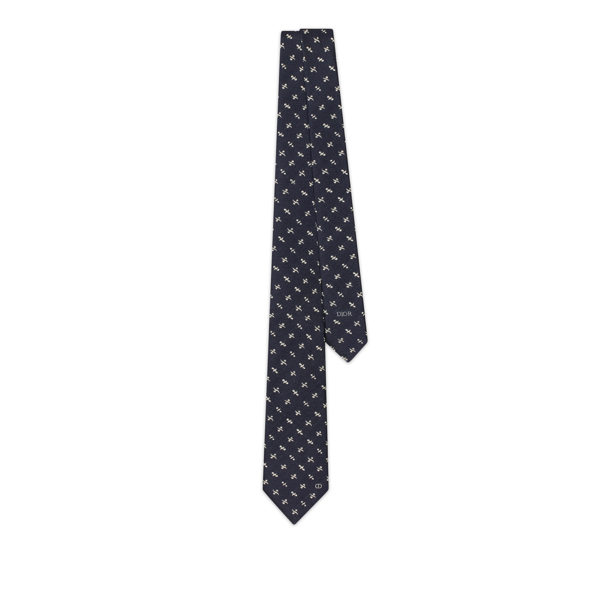 Monsieur Dior Tie Navy Blue and White Silk E01