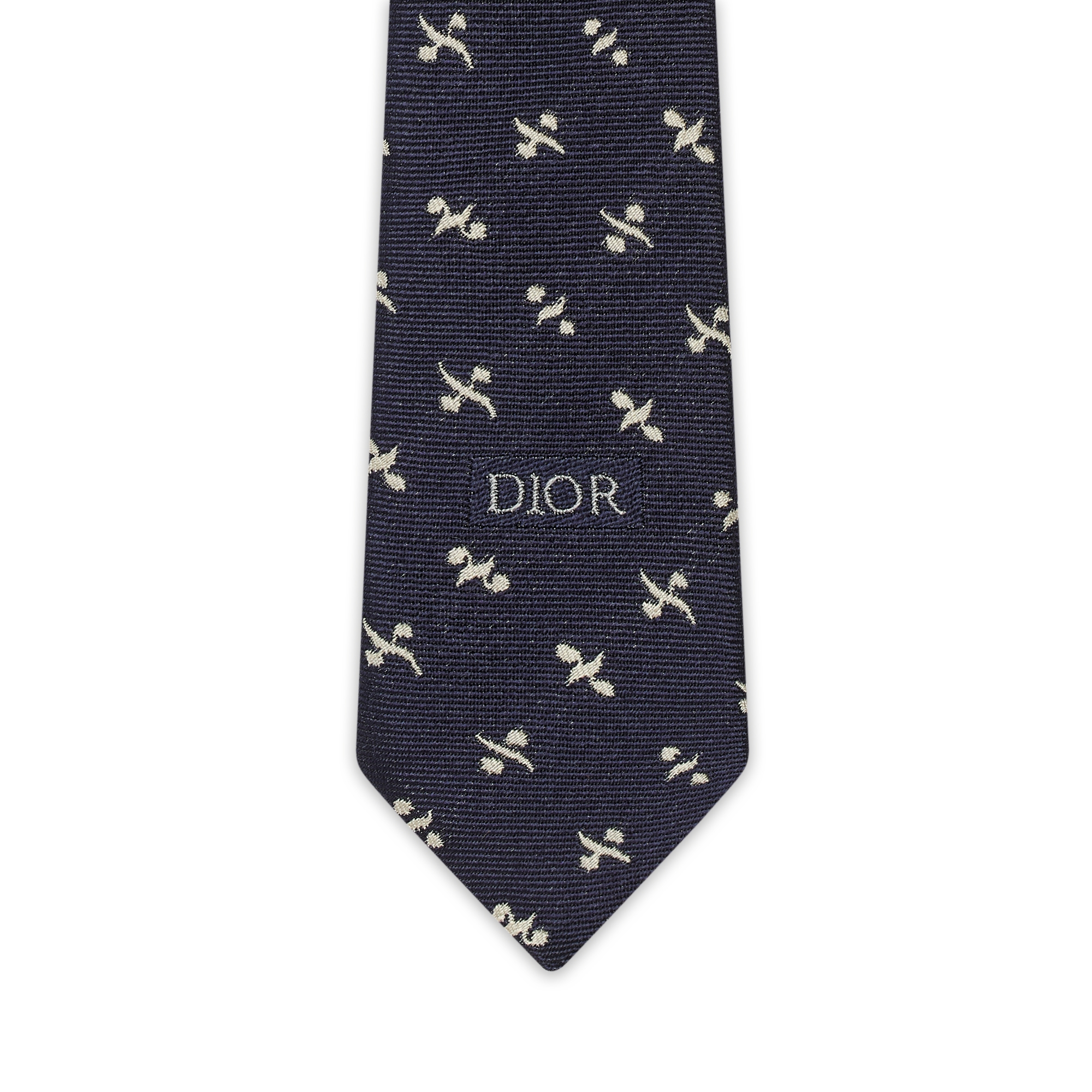 Monsieur Dior Tie Navy Blue and White Silk E09