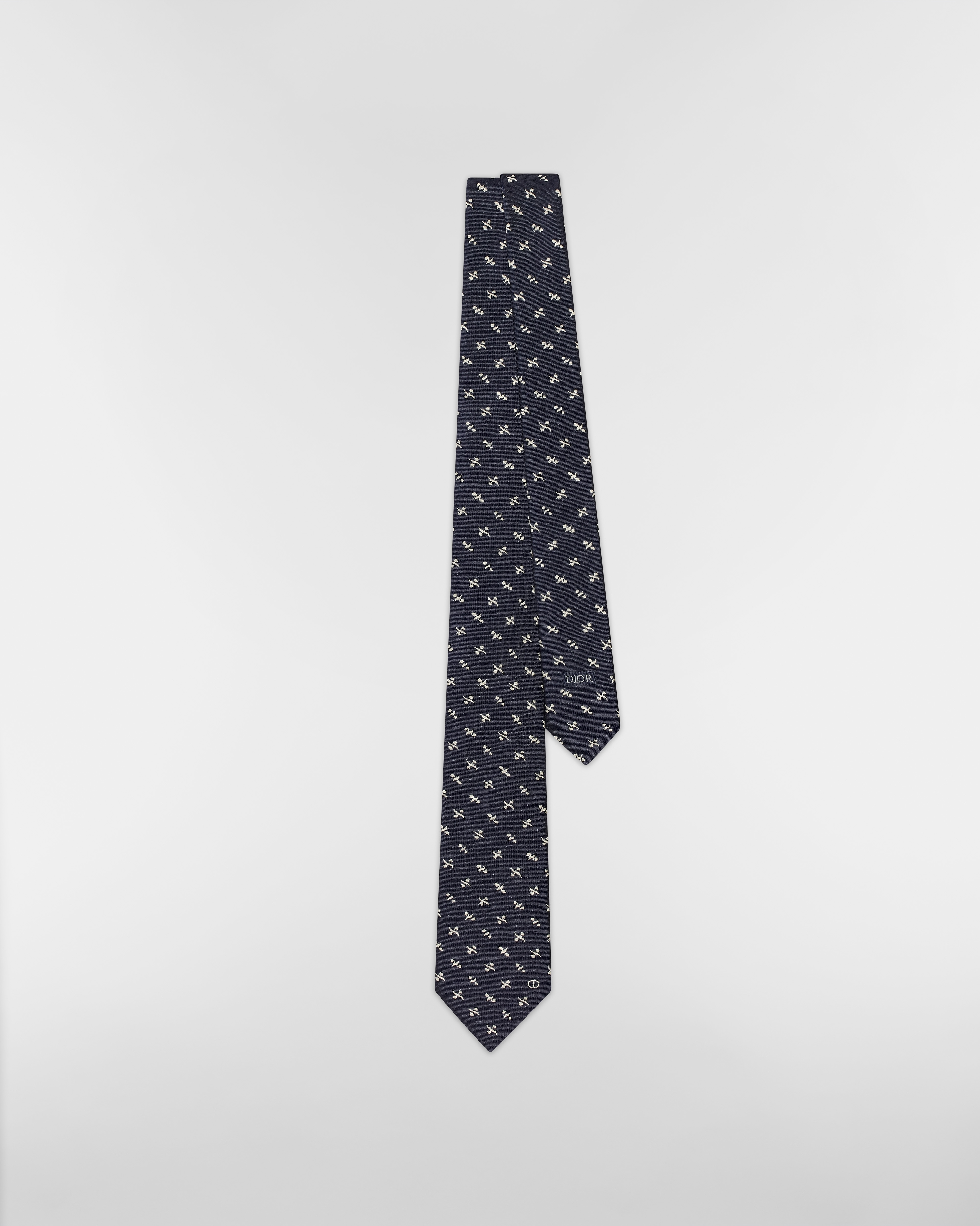 Cravate Monsieur Dior Soie bleu marine et blanche E01