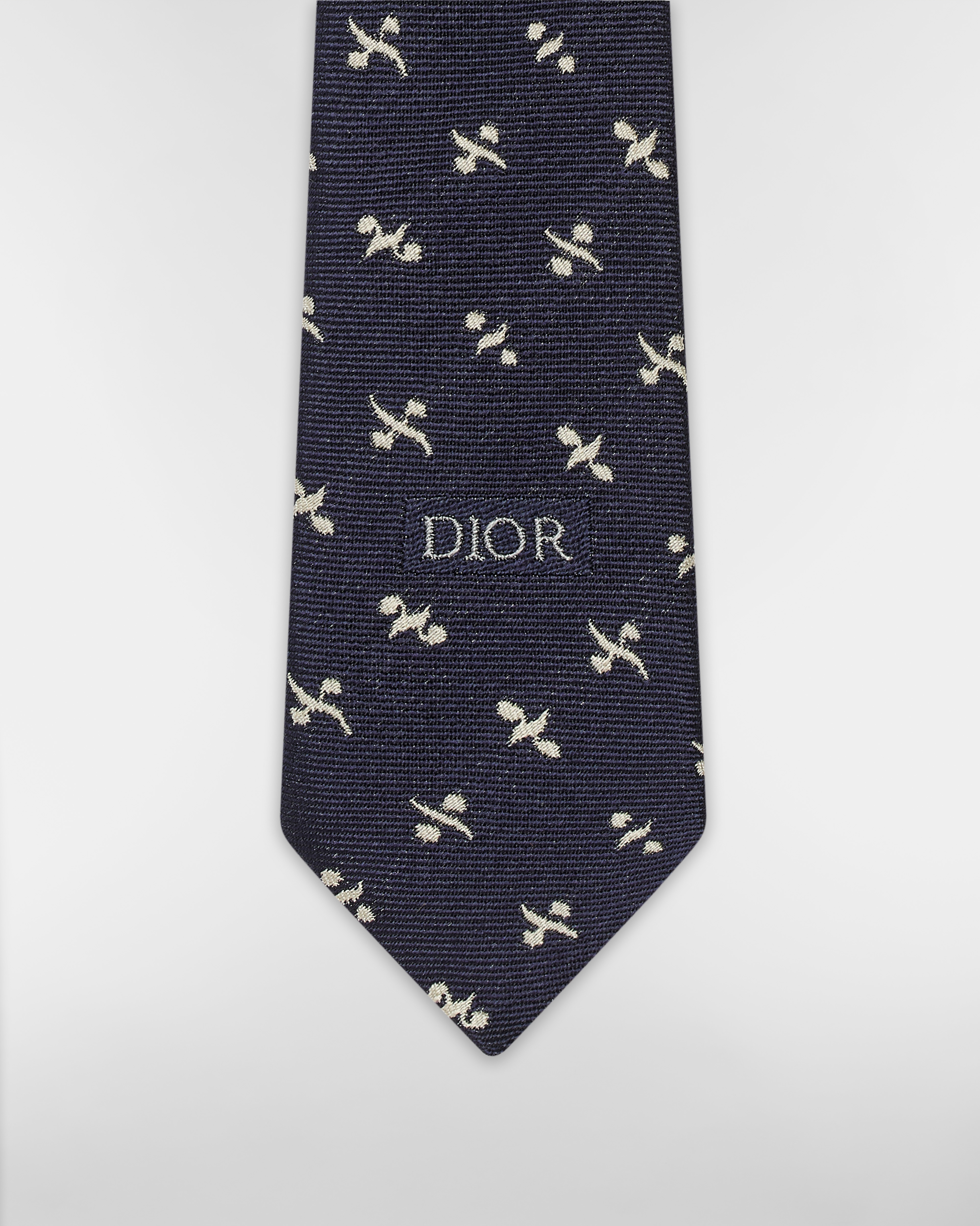 Monsieur Dior Tie Navy Blue and White Silk E09