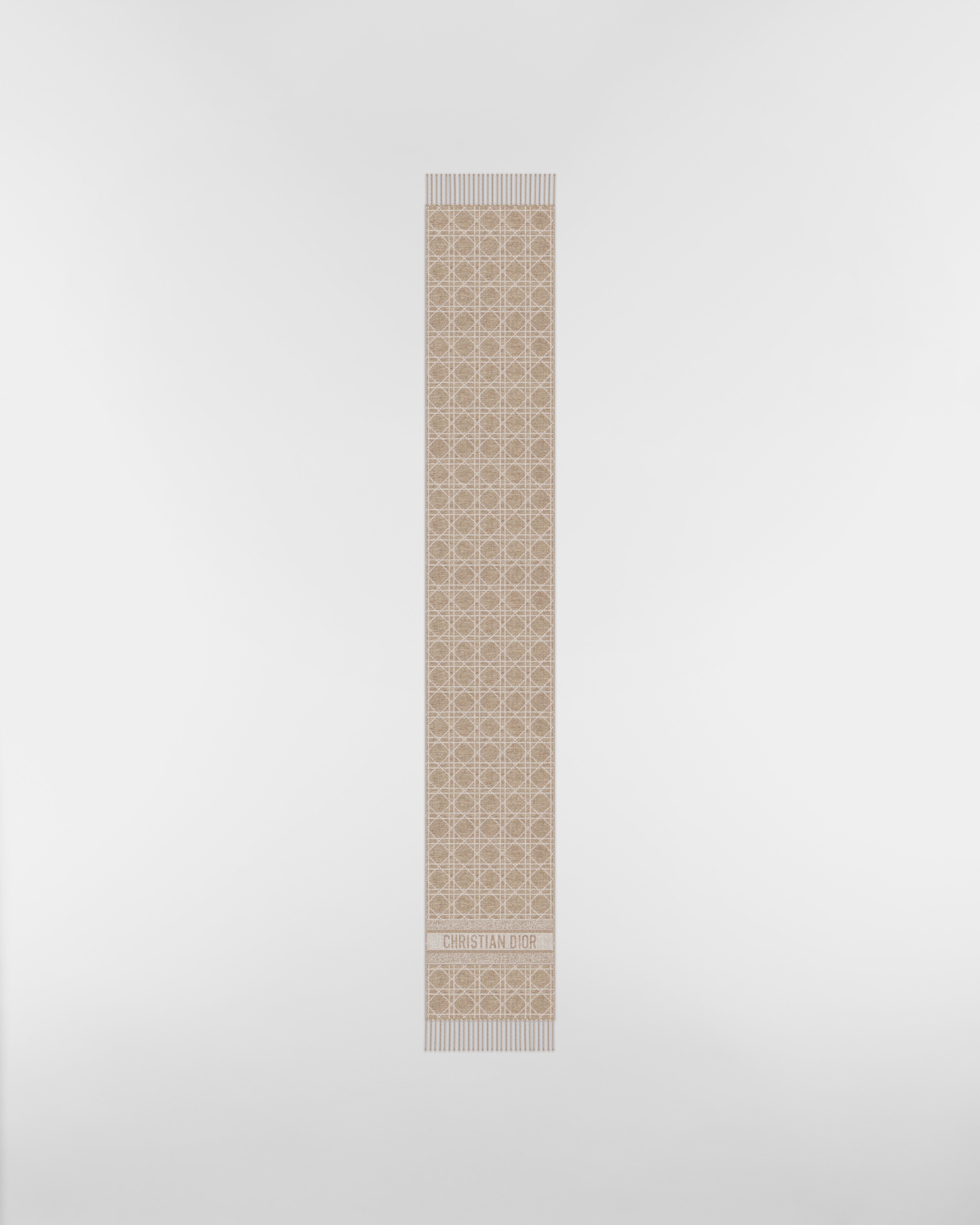 Dior Cannage 围巾 灰褐米色山羊绒面料 E07