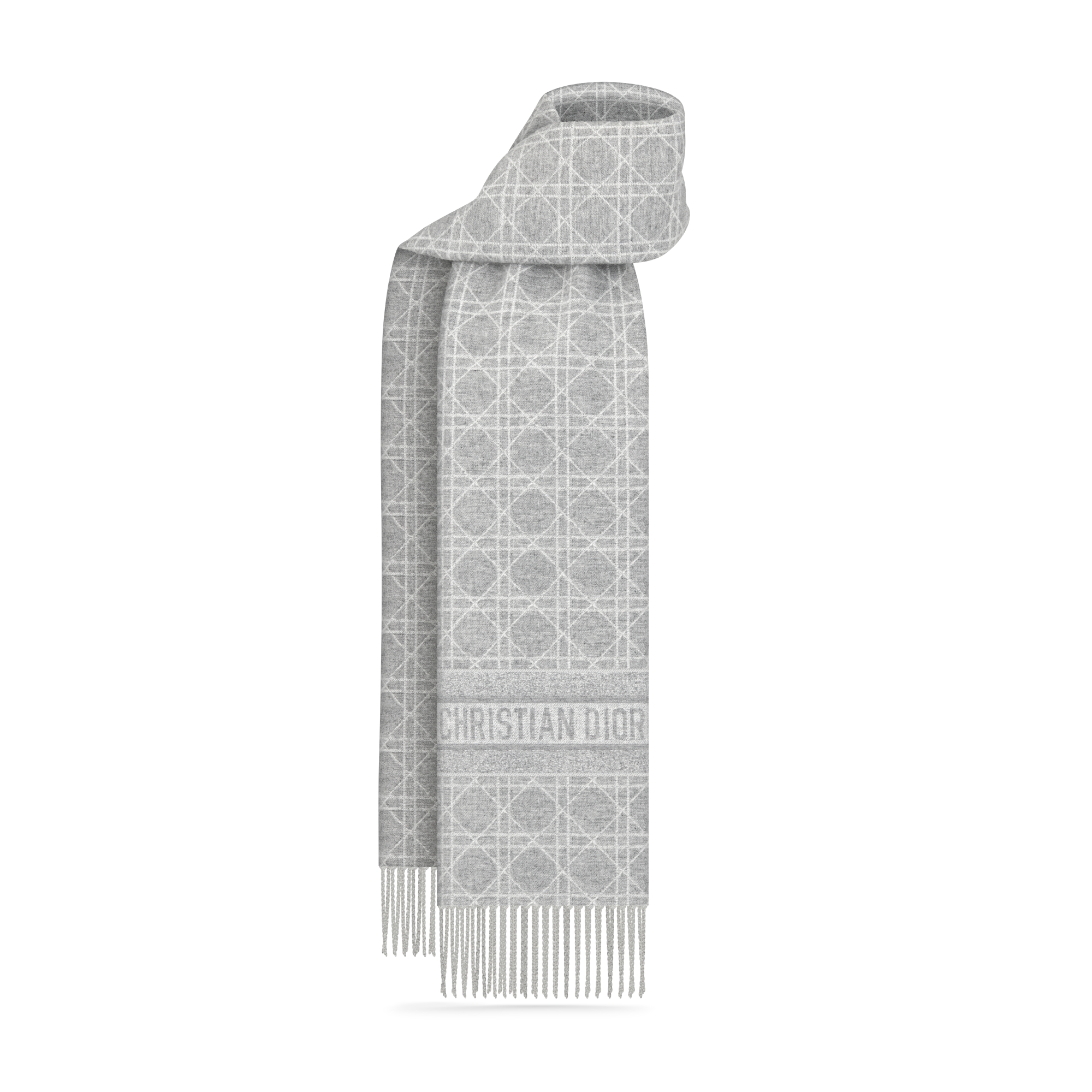 Dior Cannage Scarf Gray Cashmere E01