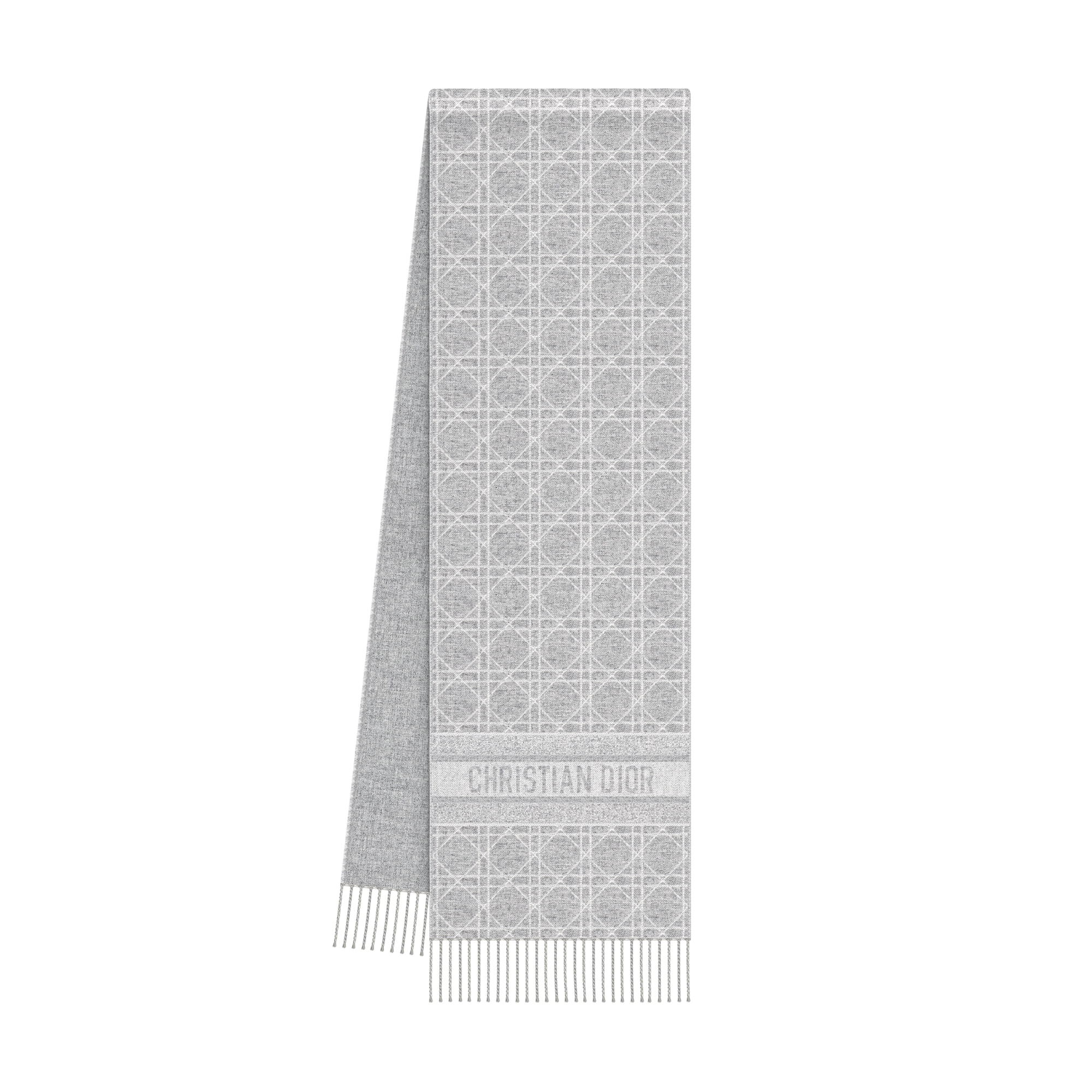 Dior Cannage Scarf Gray Cashmere E03