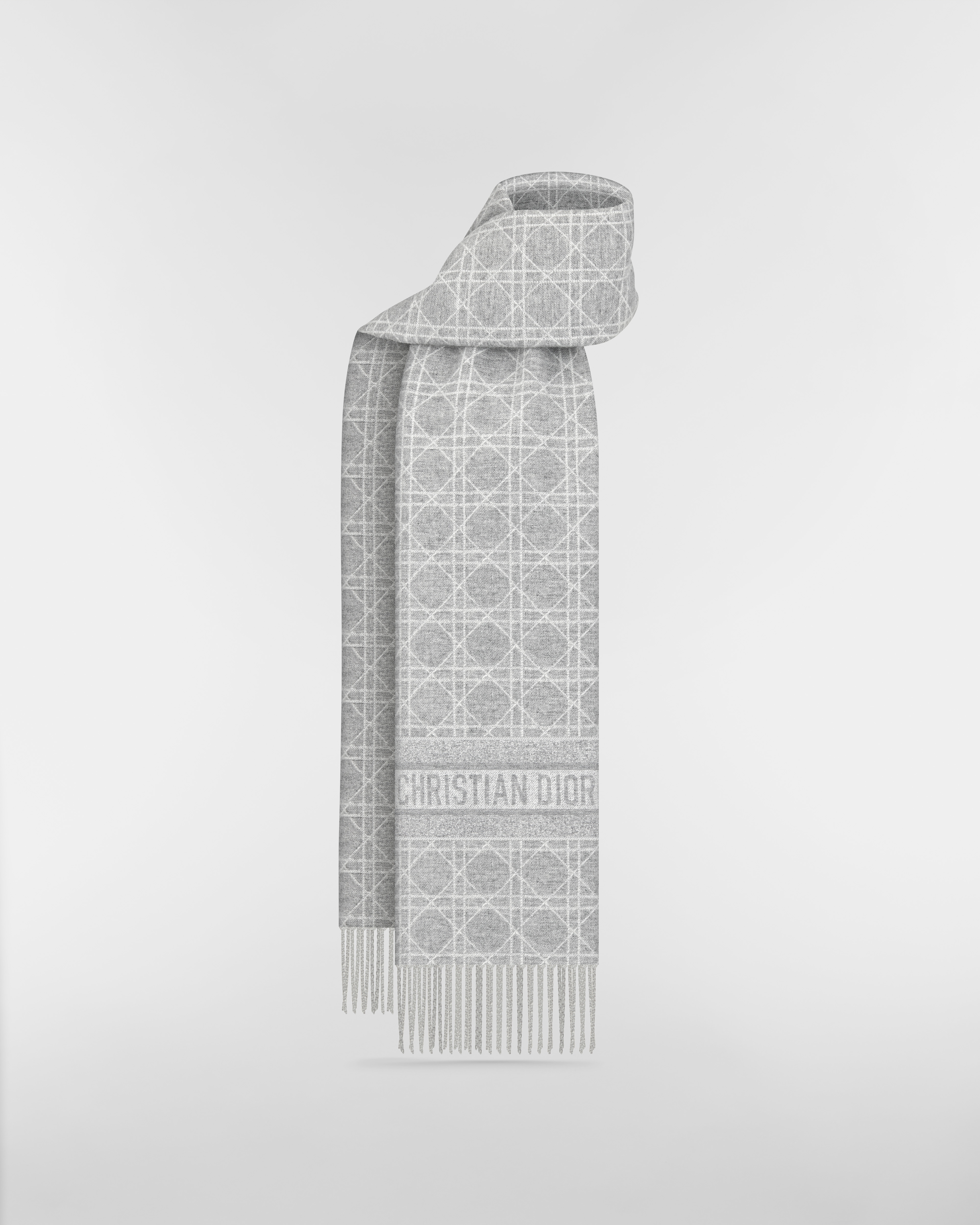 Dior Cannage 围巾 灰色山羊绒面料 E01