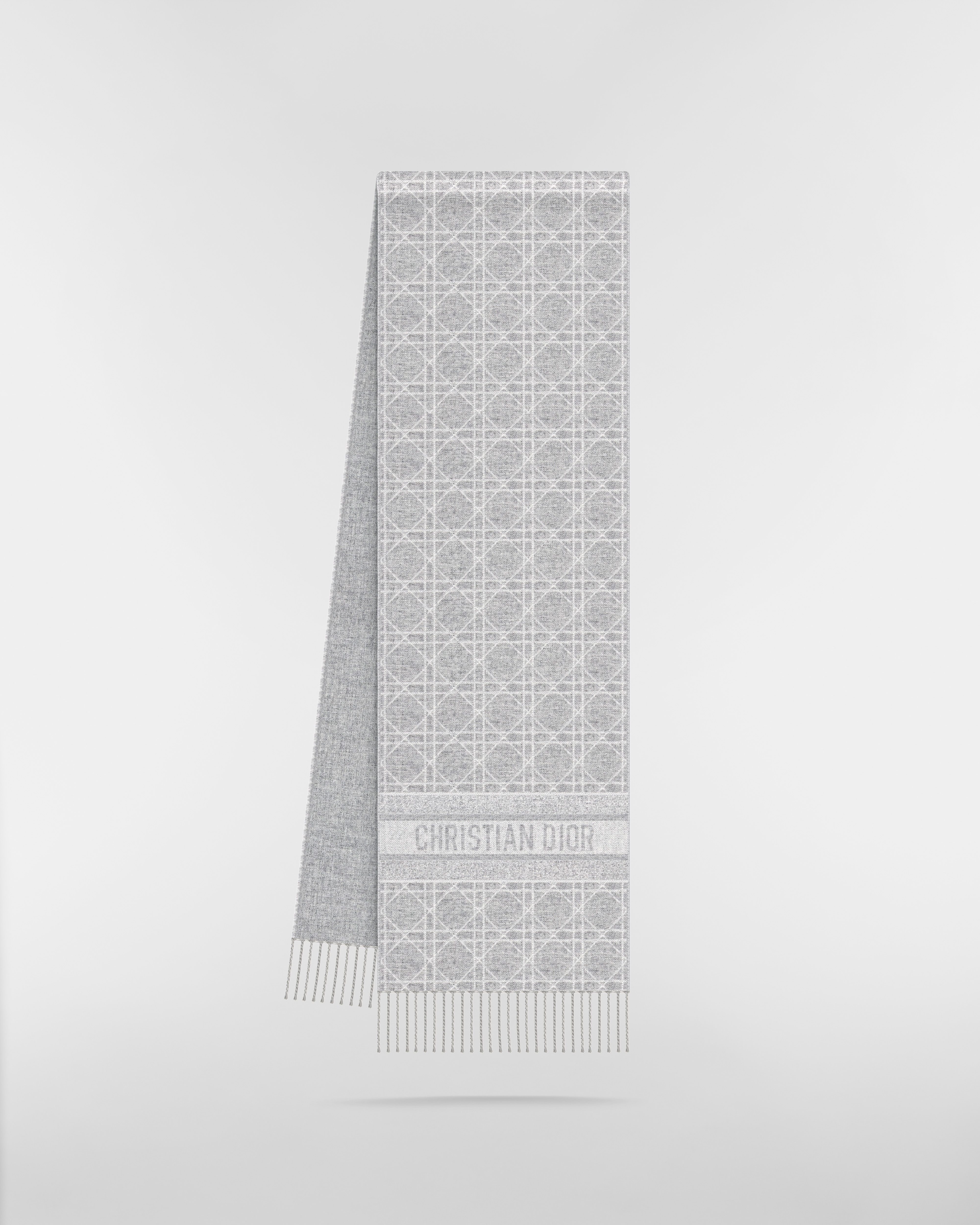 Dior Cannage 围巾 灰色山羊绒面料 E03