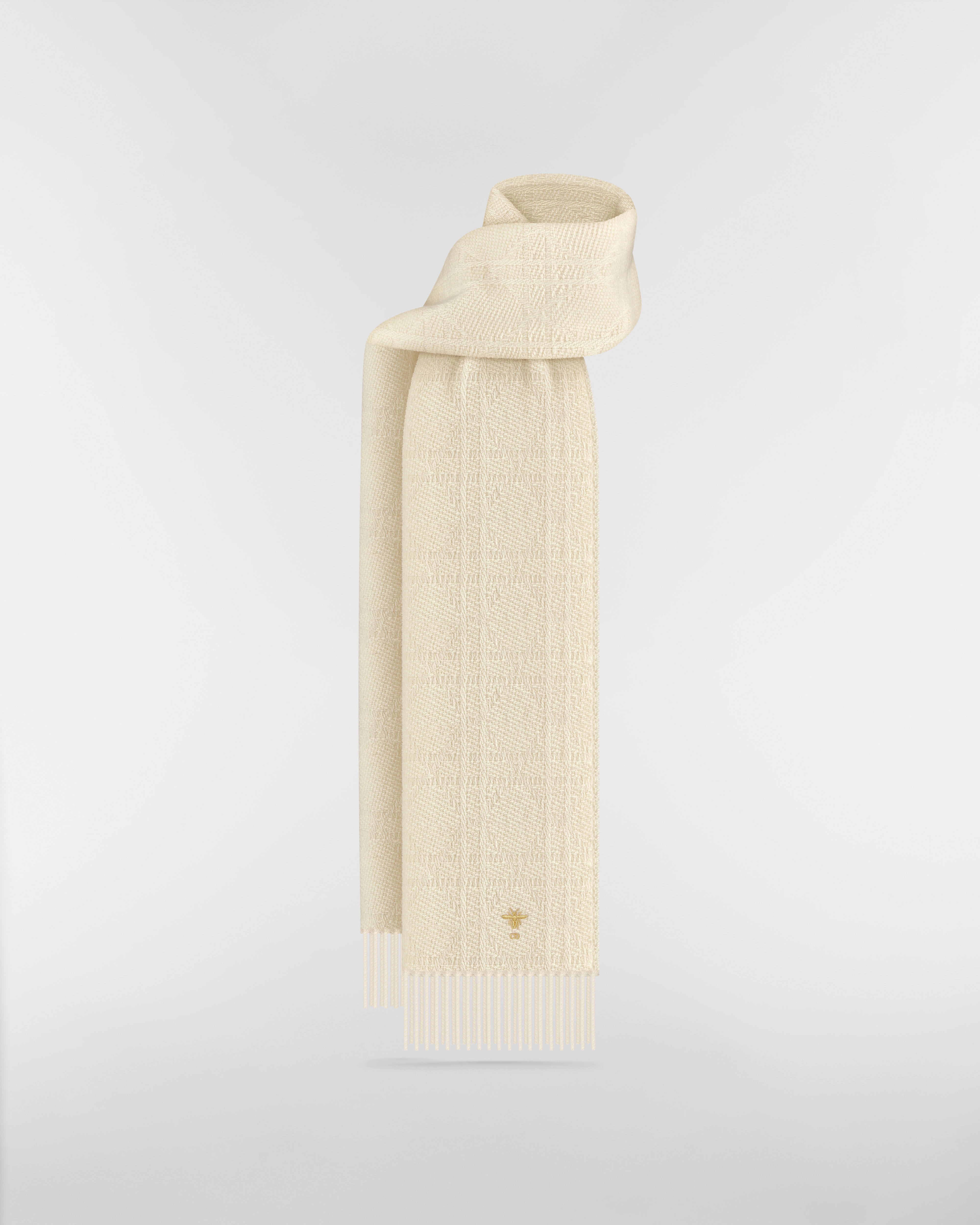 Dior Cannage 围巾 米白色山羊绒织物 E01