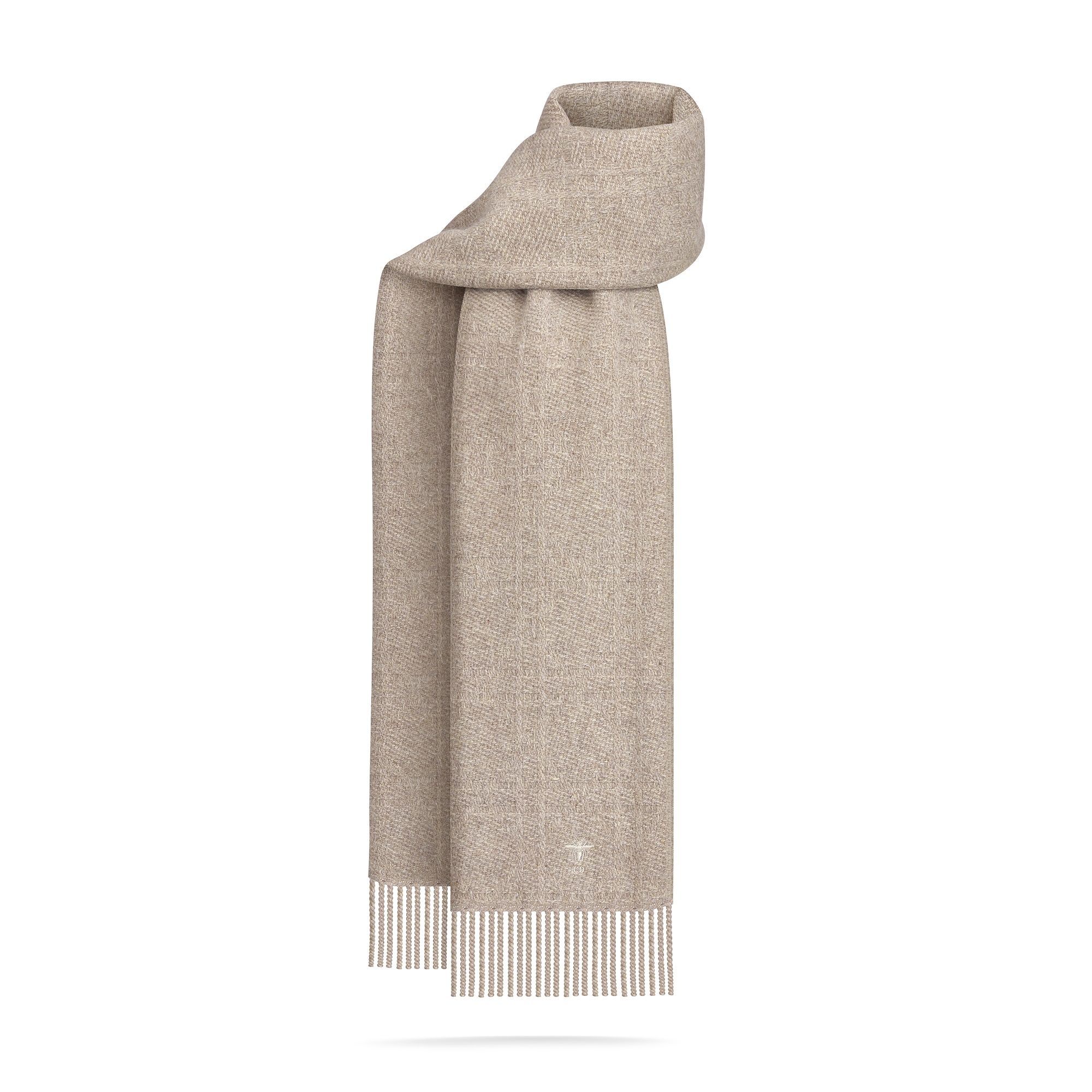 Dior Cannage Scarf Taupe Brown Cashmere Knit E01