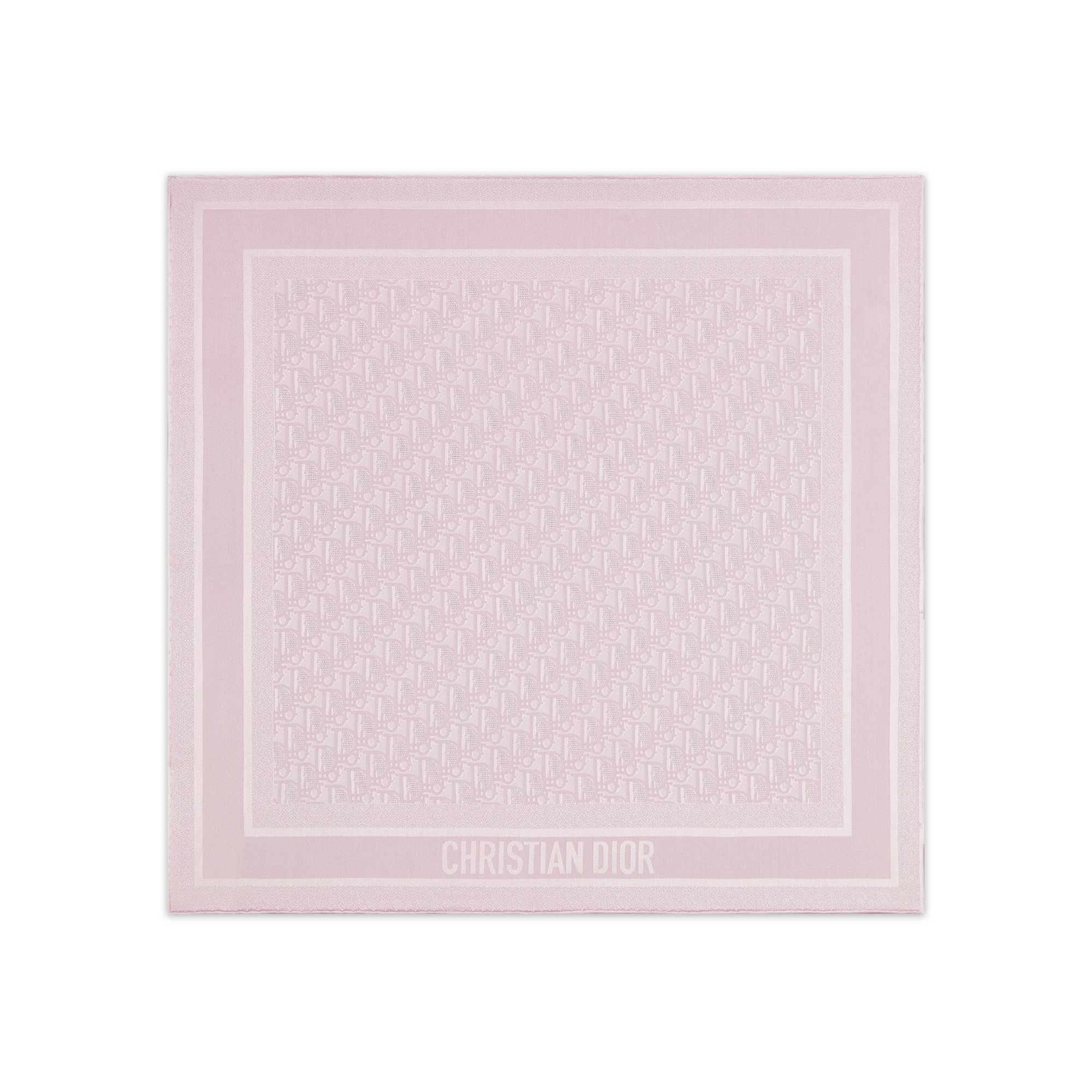 Dior Oblique Natte 70 Square Scarf Powder Pink Silk Twill E01