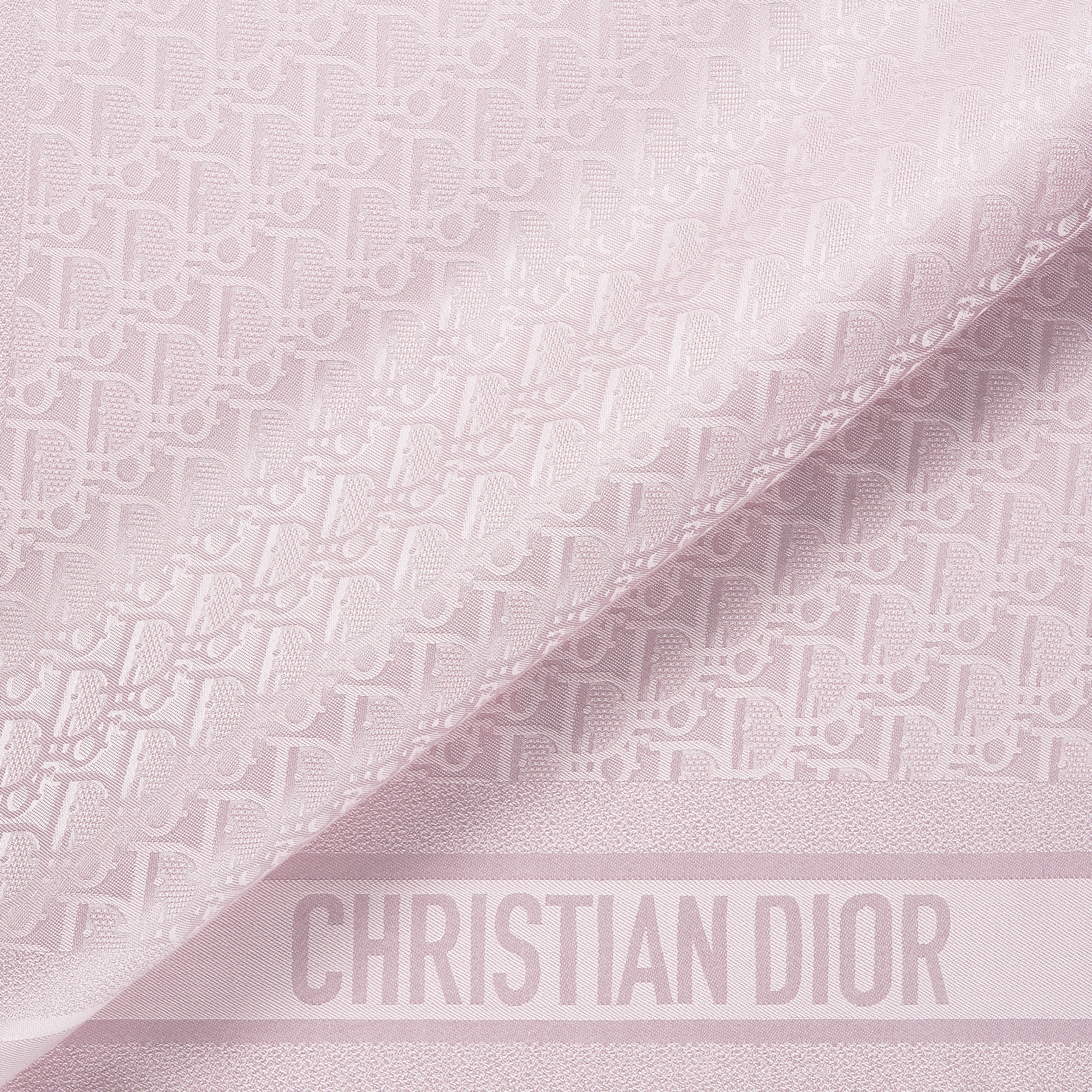 Dior Oblique Natte 70 Square Scarf Powder Pink Silk Twill E09