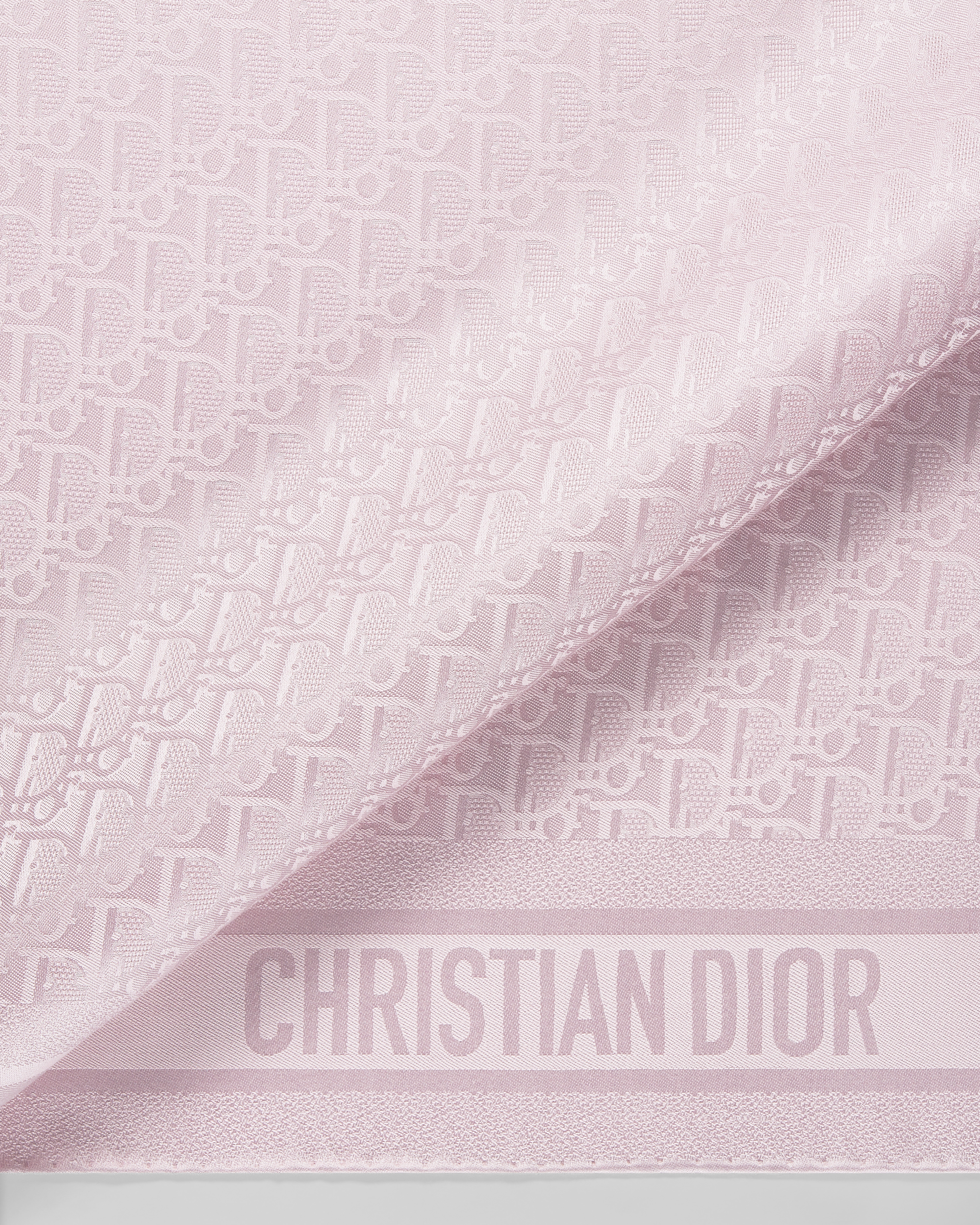 Pañuelo cuadrado 70 Dior Oblique Natte Sarga de seda rosa empolvado E09