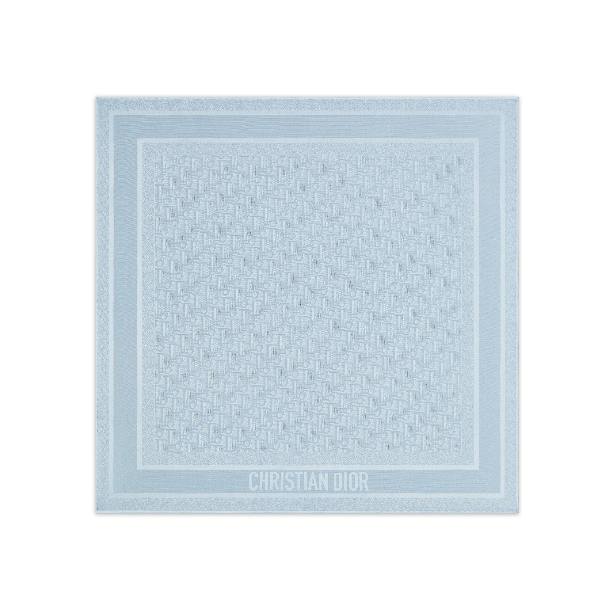 Dior Oblique Natte 70 Square Scarf Azure Blue Silk Twill E01