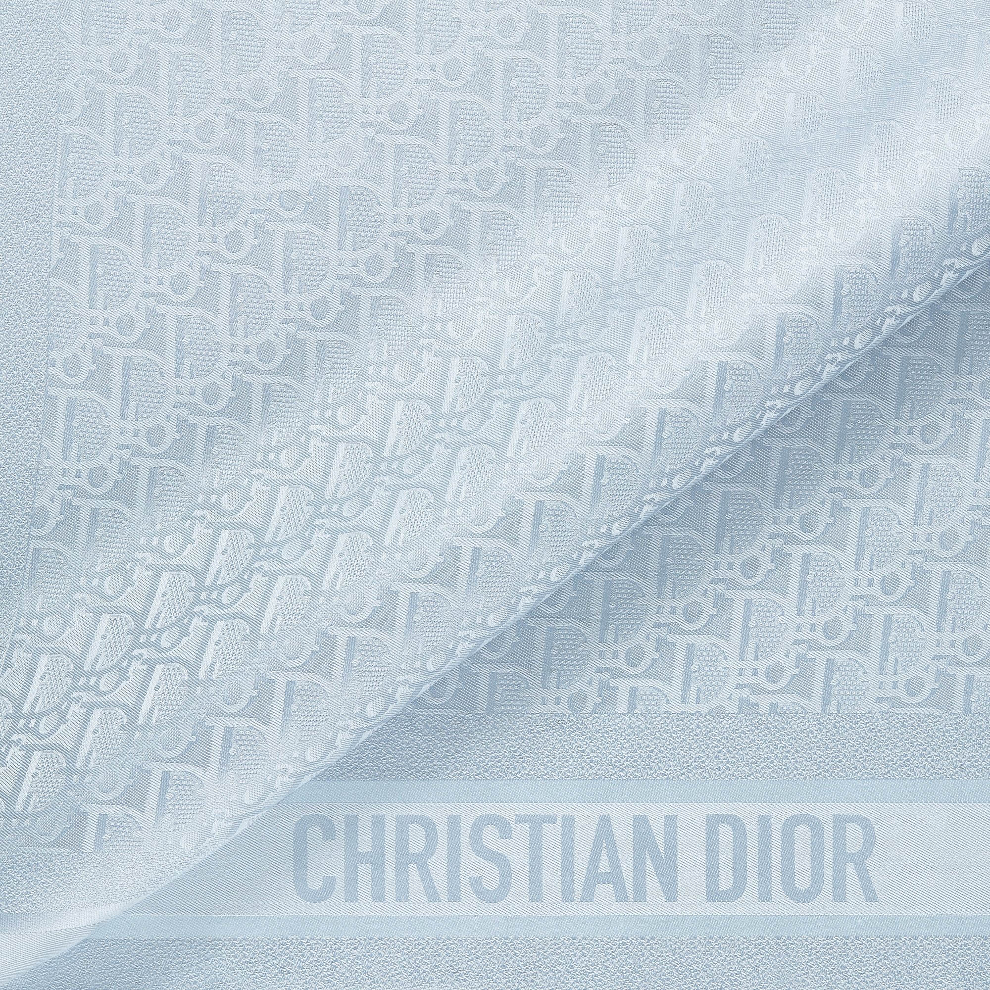 Dior Oblique Natte 70 Square Scarf Azure Blue Silk Twill E09