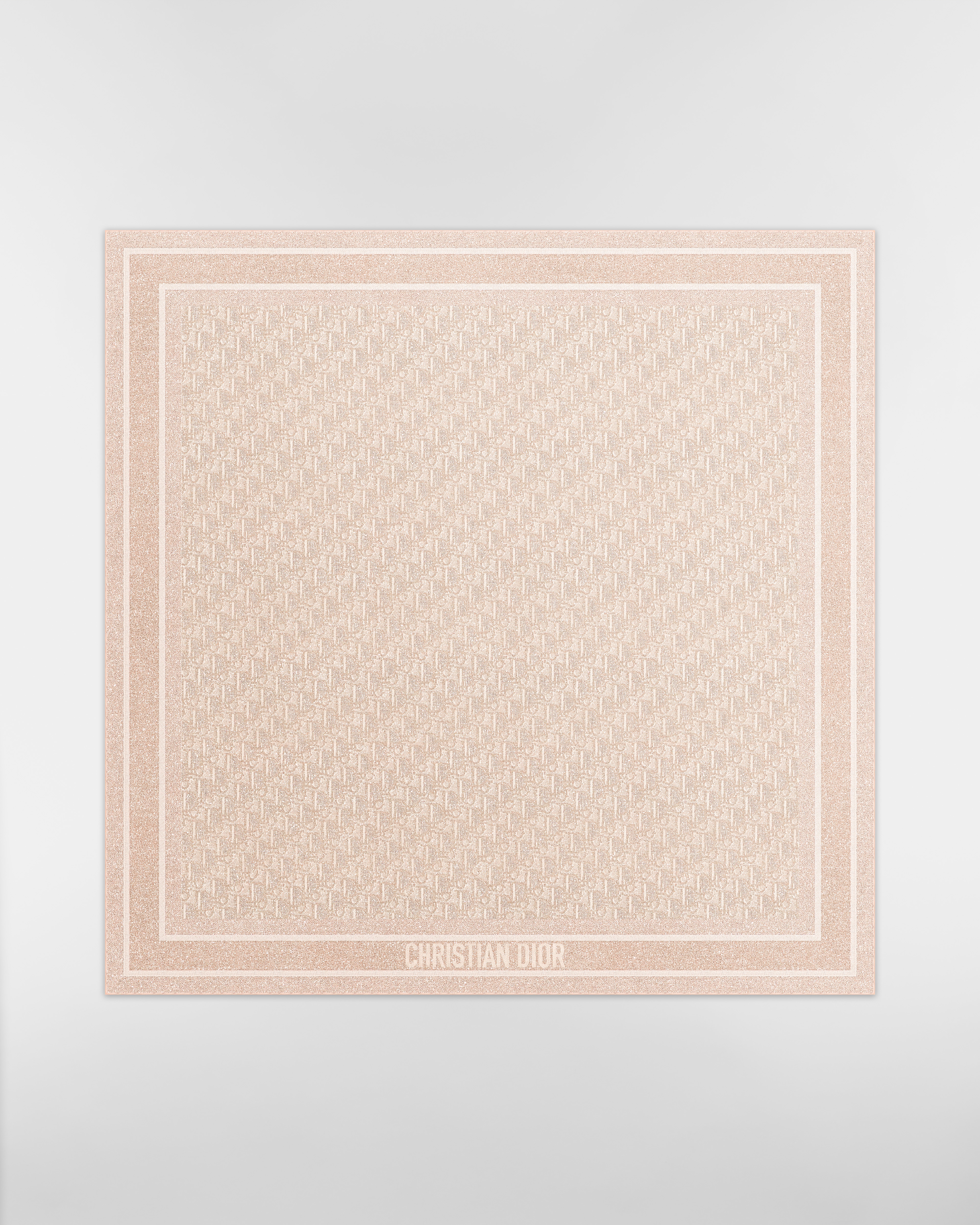 Dior 印花披肩 玫瑰粉色桑蚕丝混纺面料金属光泽线 Dior Oblique Natte 图案 E01