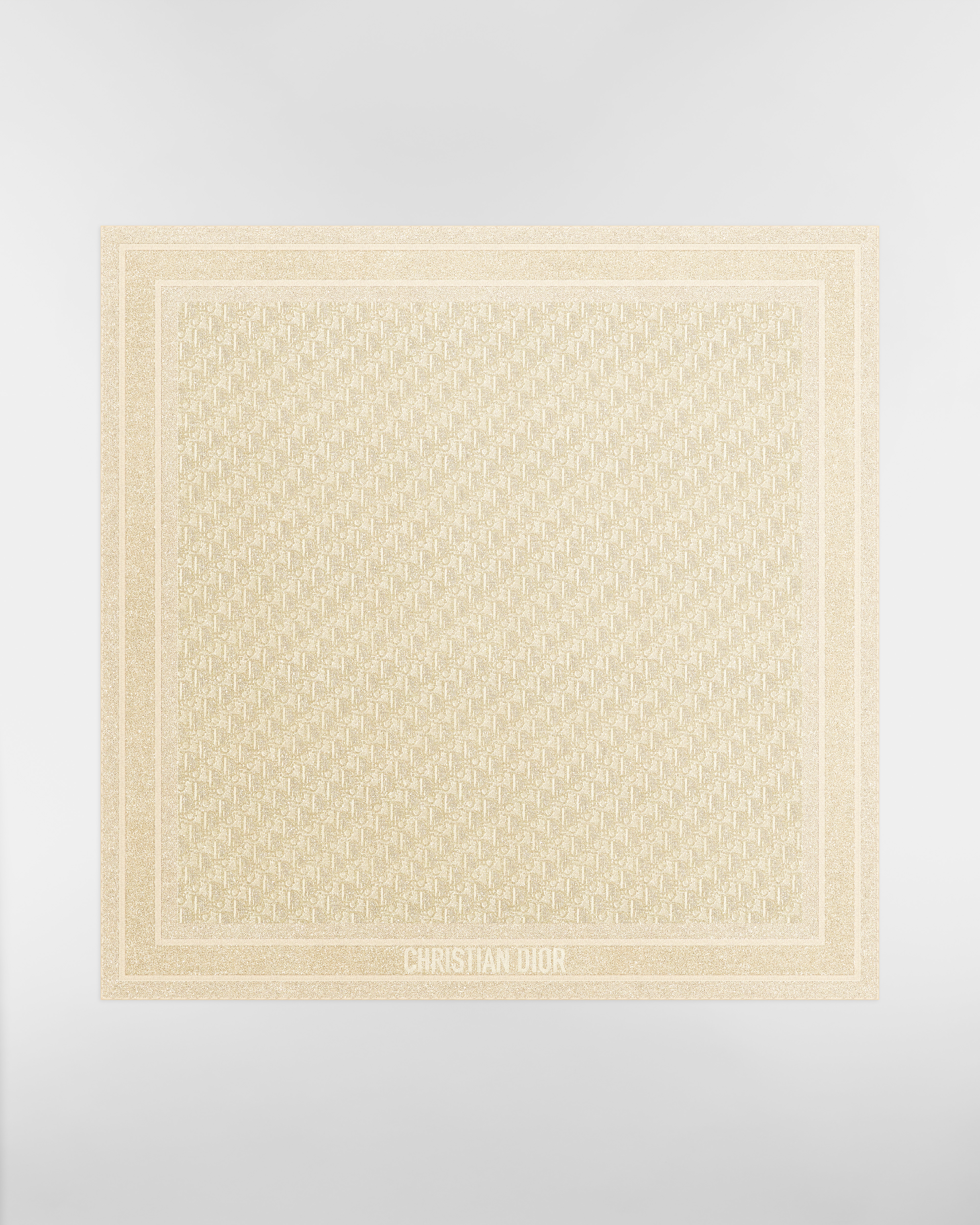 Dior 印花披肩 金色调桑蚕丝混纺面料金属光泽线 Dior Oblique Natte 图案 E01