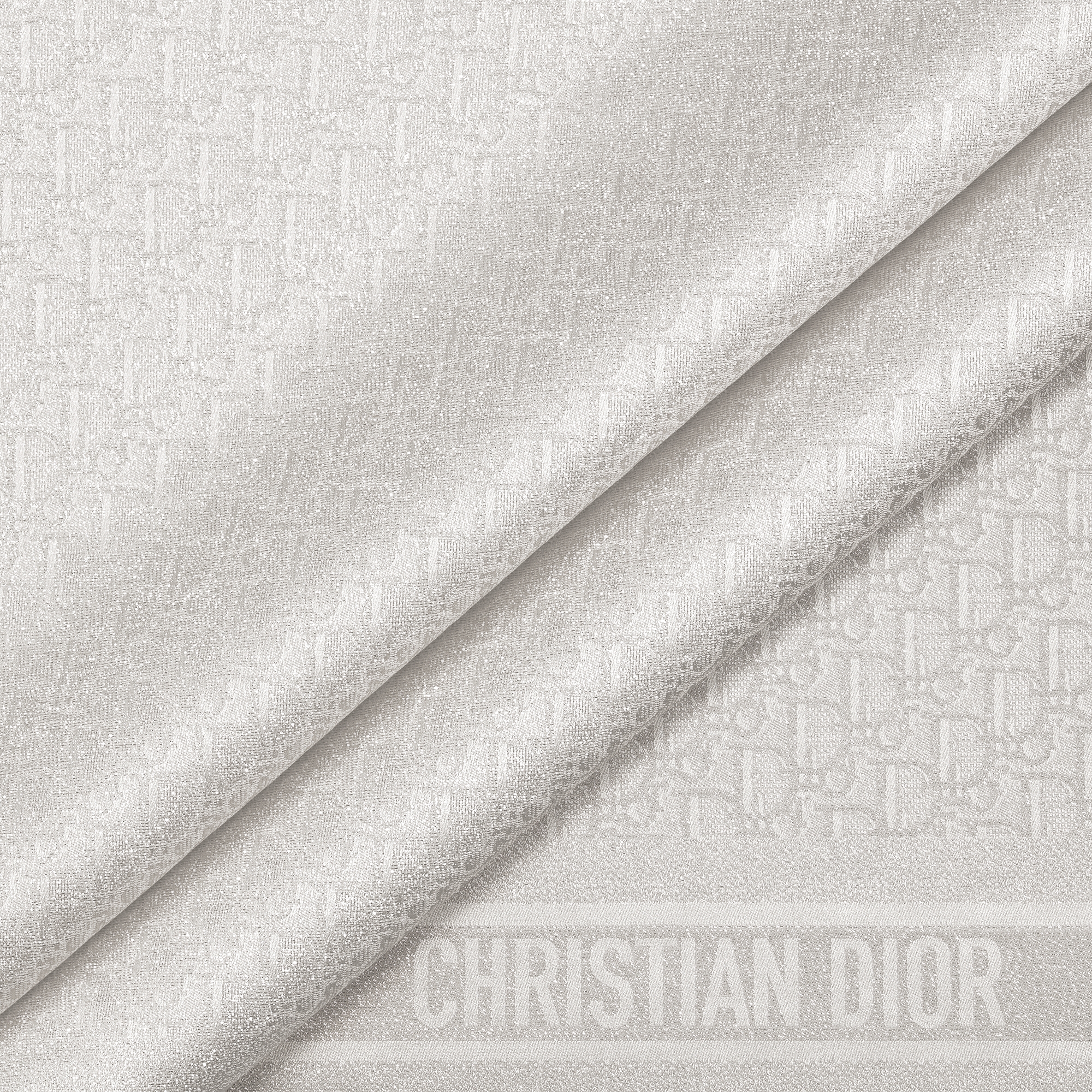 Dior Oblique Natte Shawl Silver-Tone Silk and Cashmere Blend with Metallic Thread E09