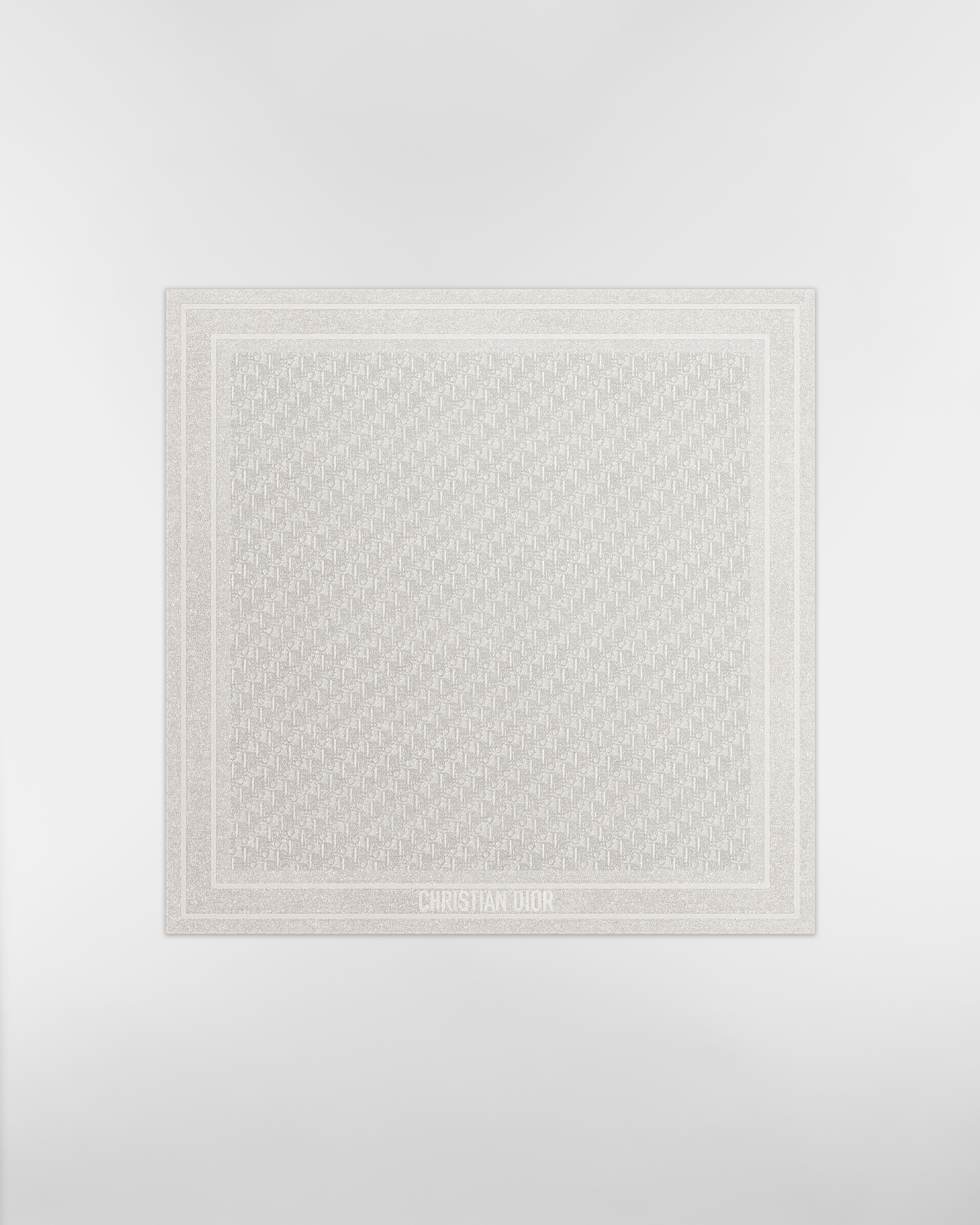 Dior Oblique Natte Shawl Silver-Tone Silk and Cashmere Blend with Metallic Thread E01