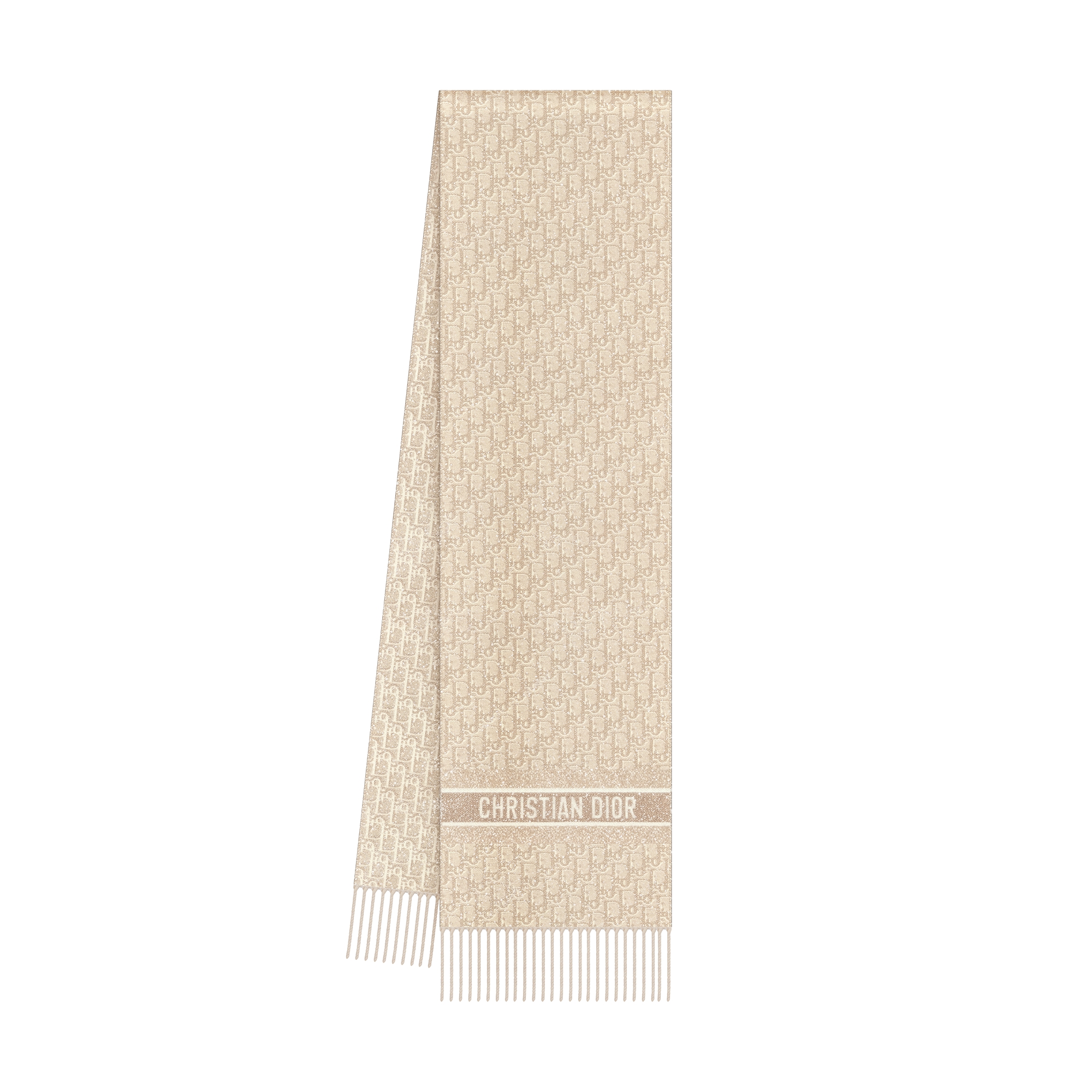 Dior Oblique Natte Scarf Gold-Tone Cashmere Blend and Metallic Thread E03