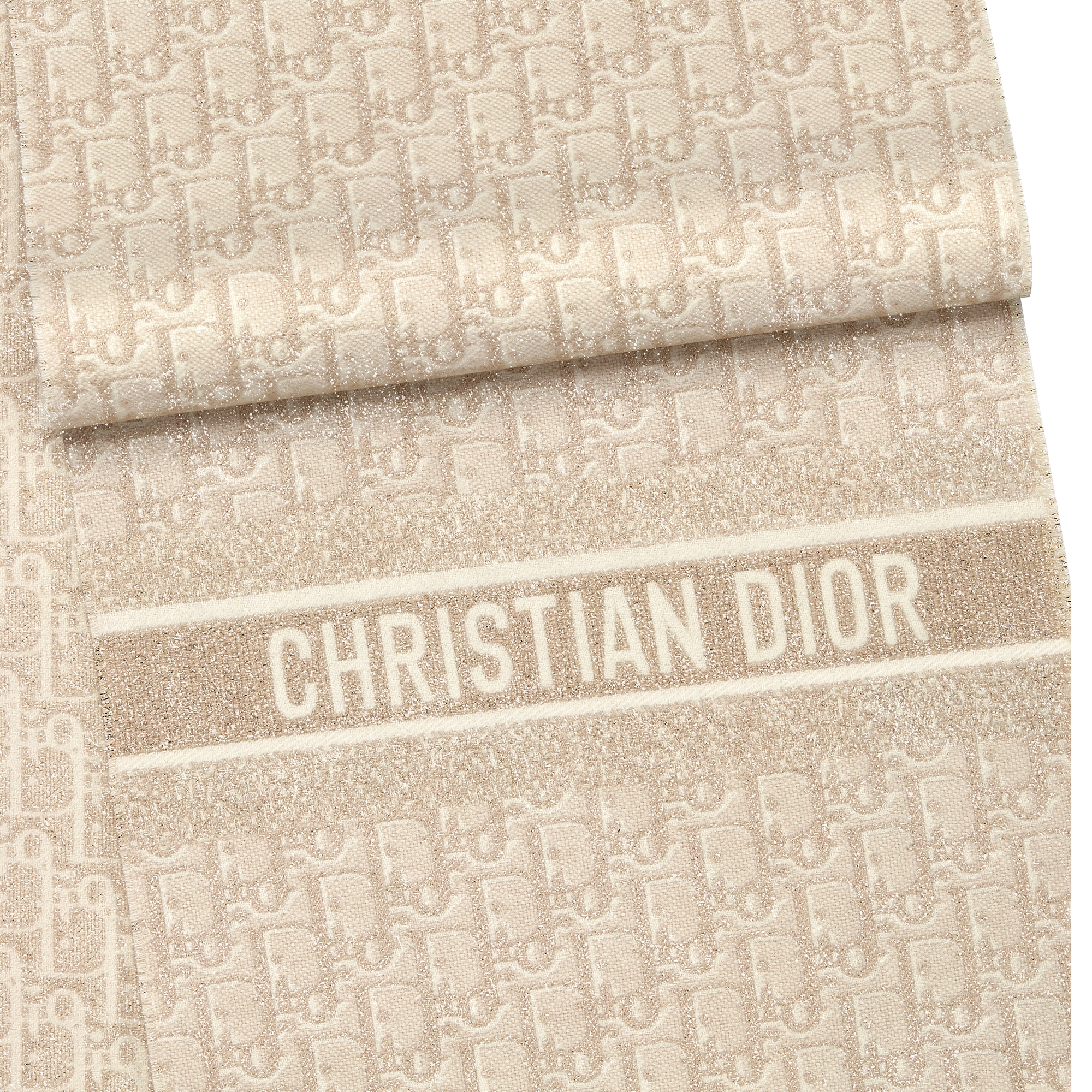 Dior Oblique Natte Scarf Gold-Tone Cashmere Blend and Metallic Thread E09