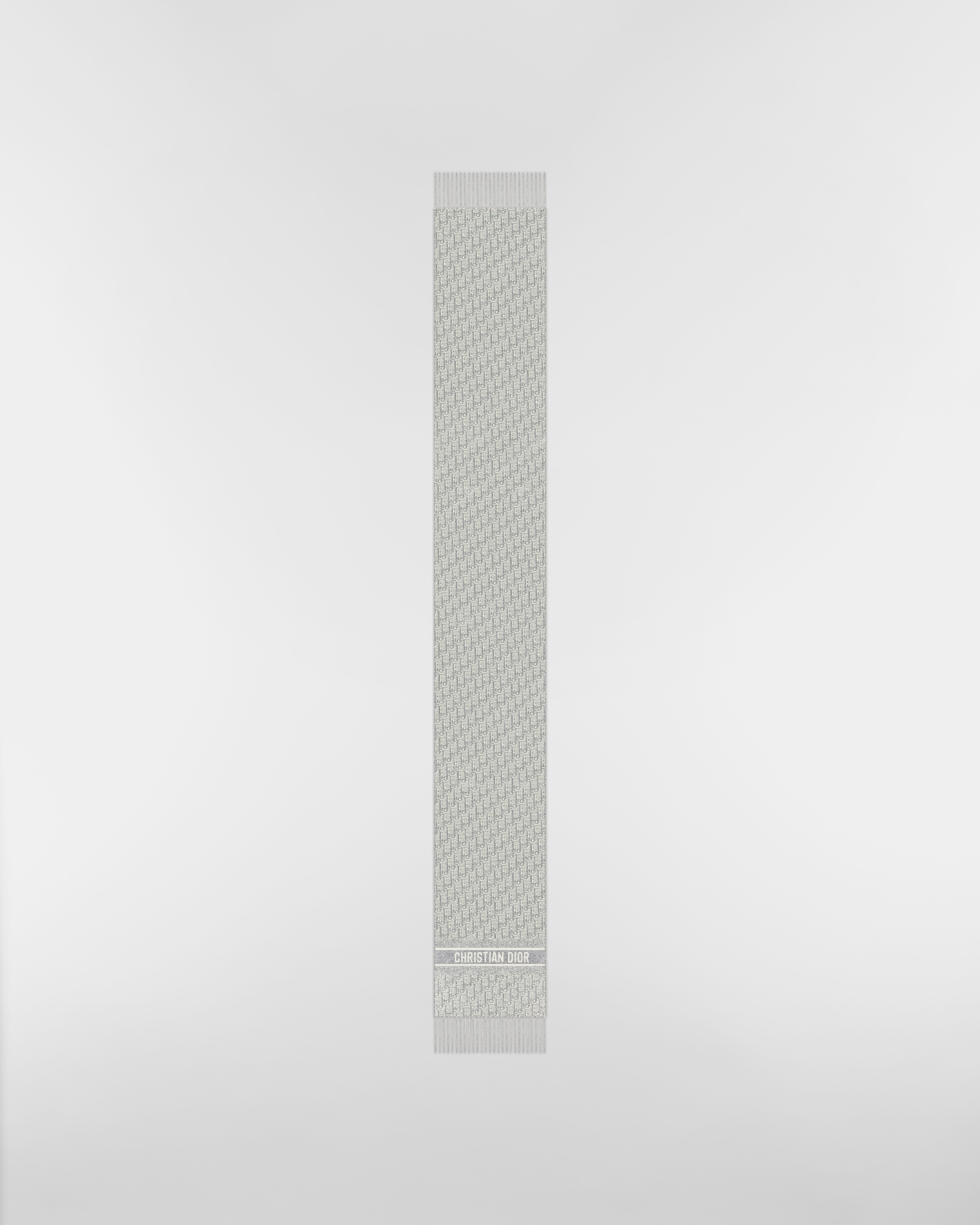 Dior 印花围巾 山羊绒混纺面料银色金属光泽线 Dior Oblique Natte 图案 E07