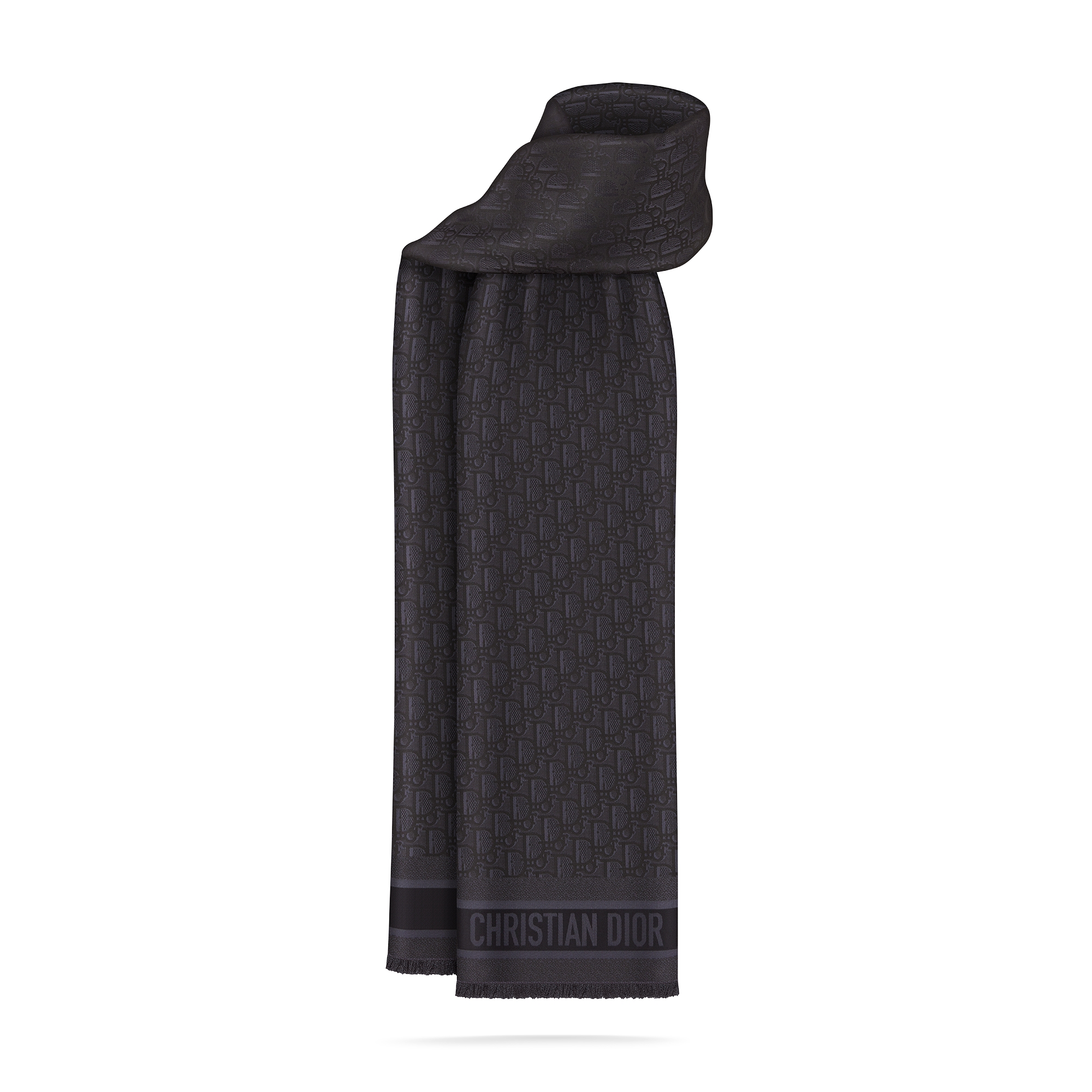Dior Oblique Natte Stole Black Cashmere and Silk E01