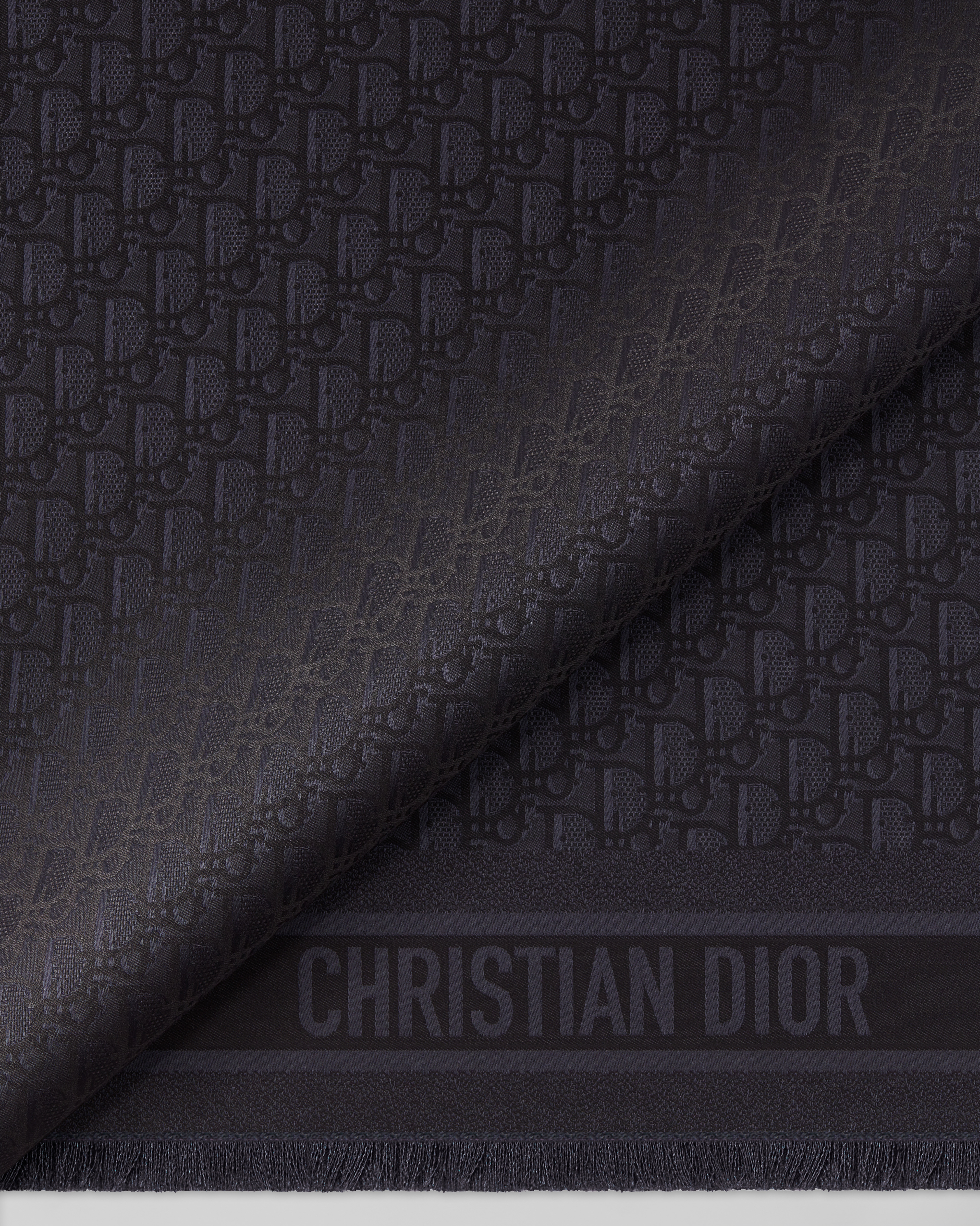 Stola Dior Oblique Natte Cachemire e seta neri E09