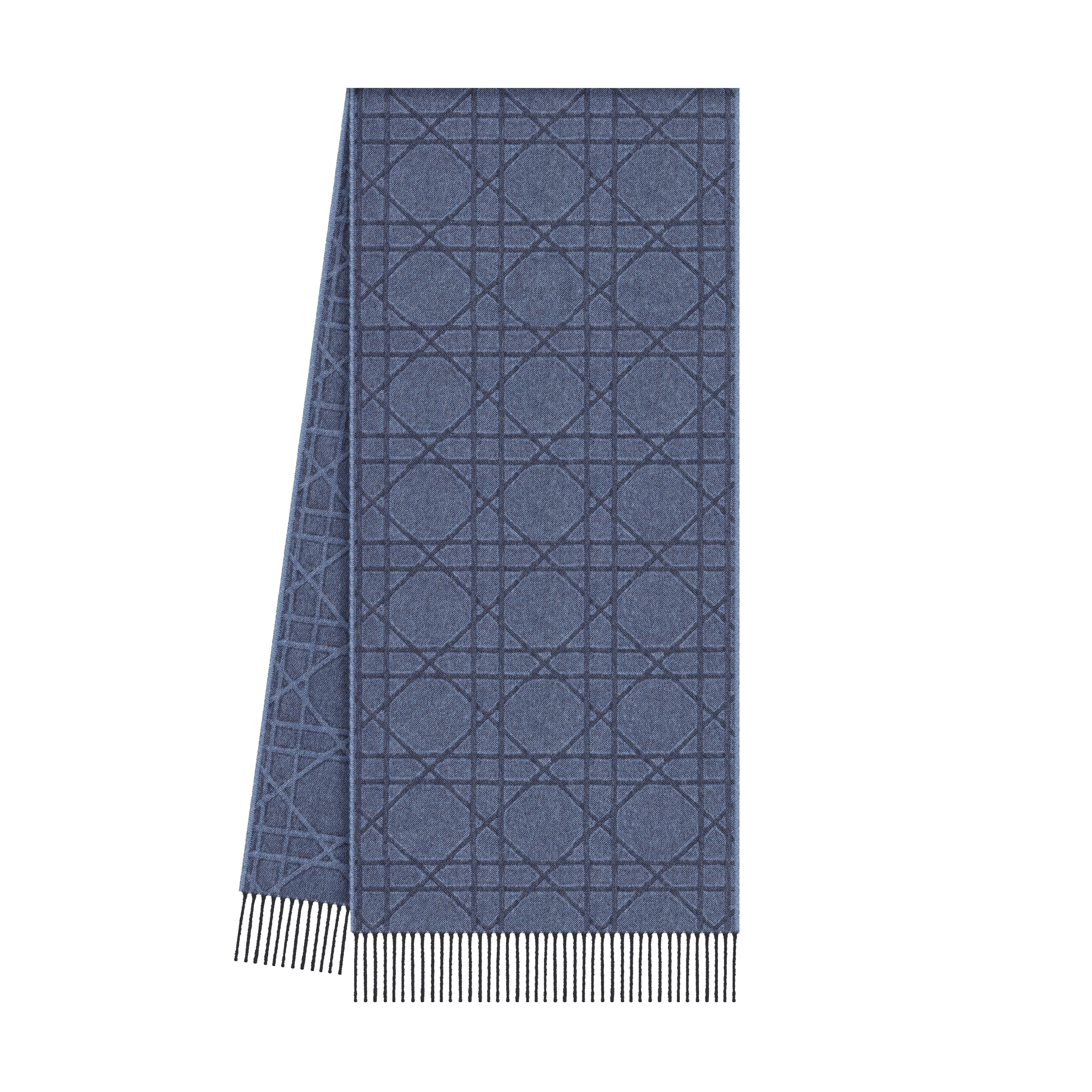 Cannage Scarf Blue Cashmere and Wool E03