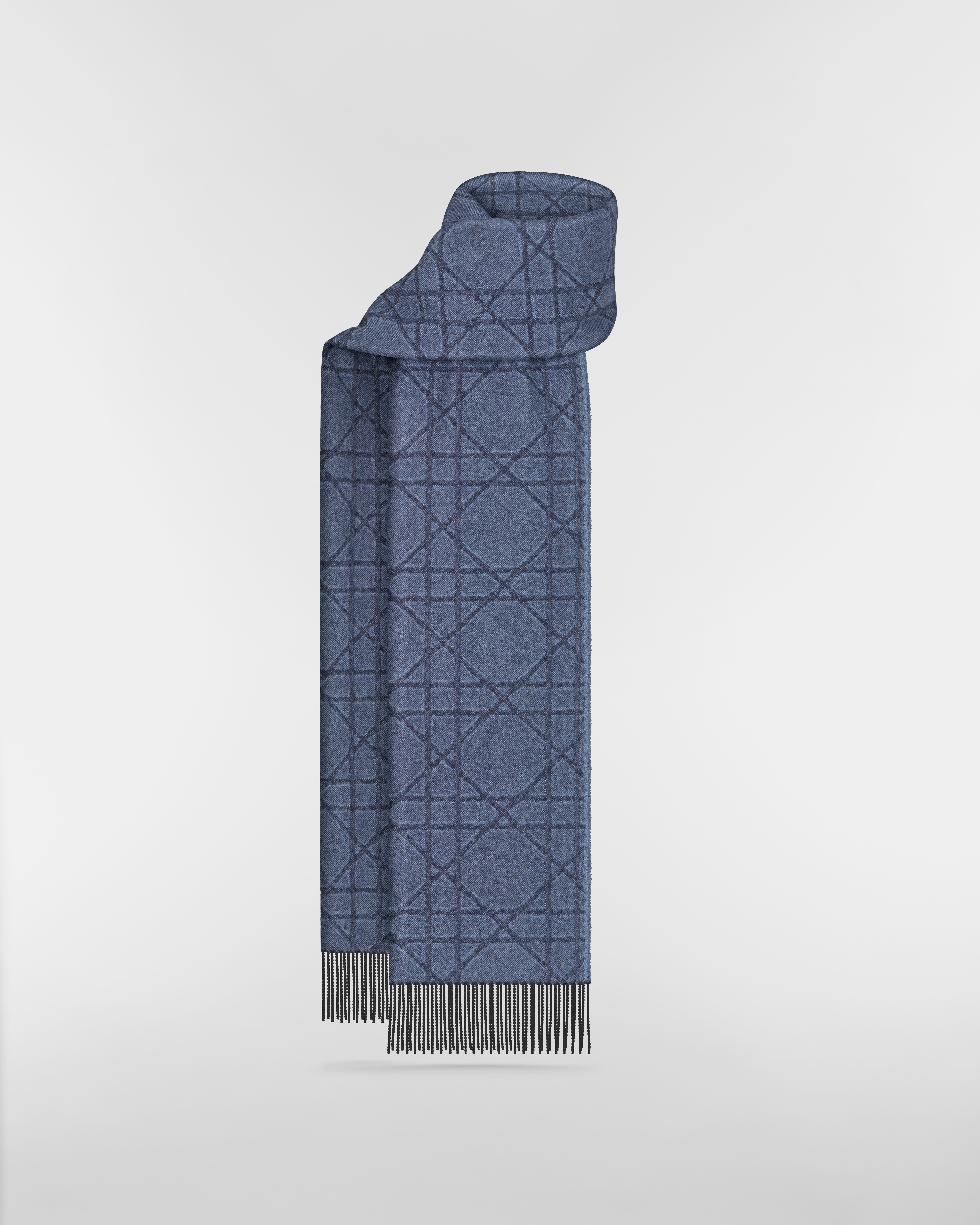 Sciarpa Cannage Cachemire e lana blu E01