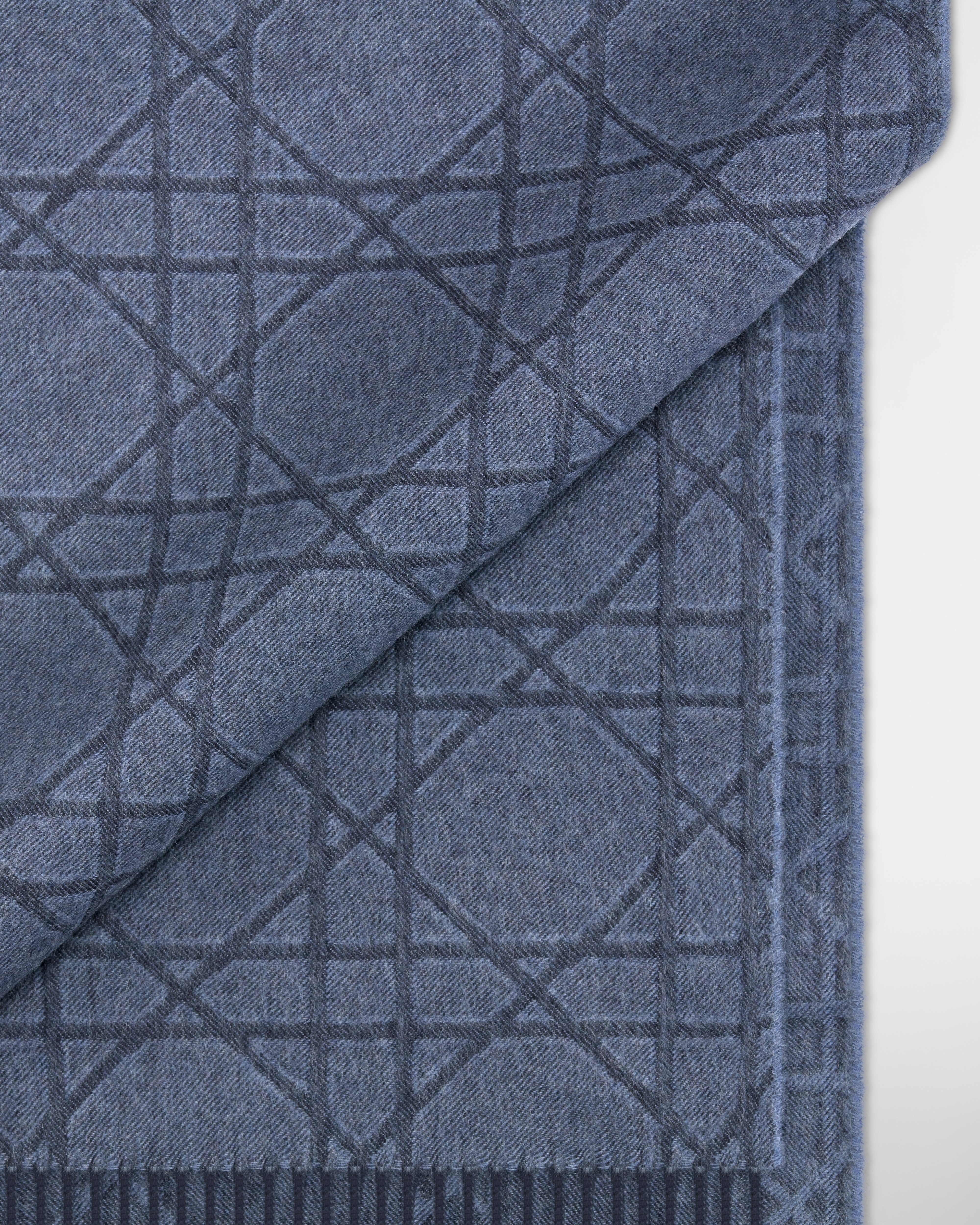 Bufanda Cannage Cachemira y lana azules E09