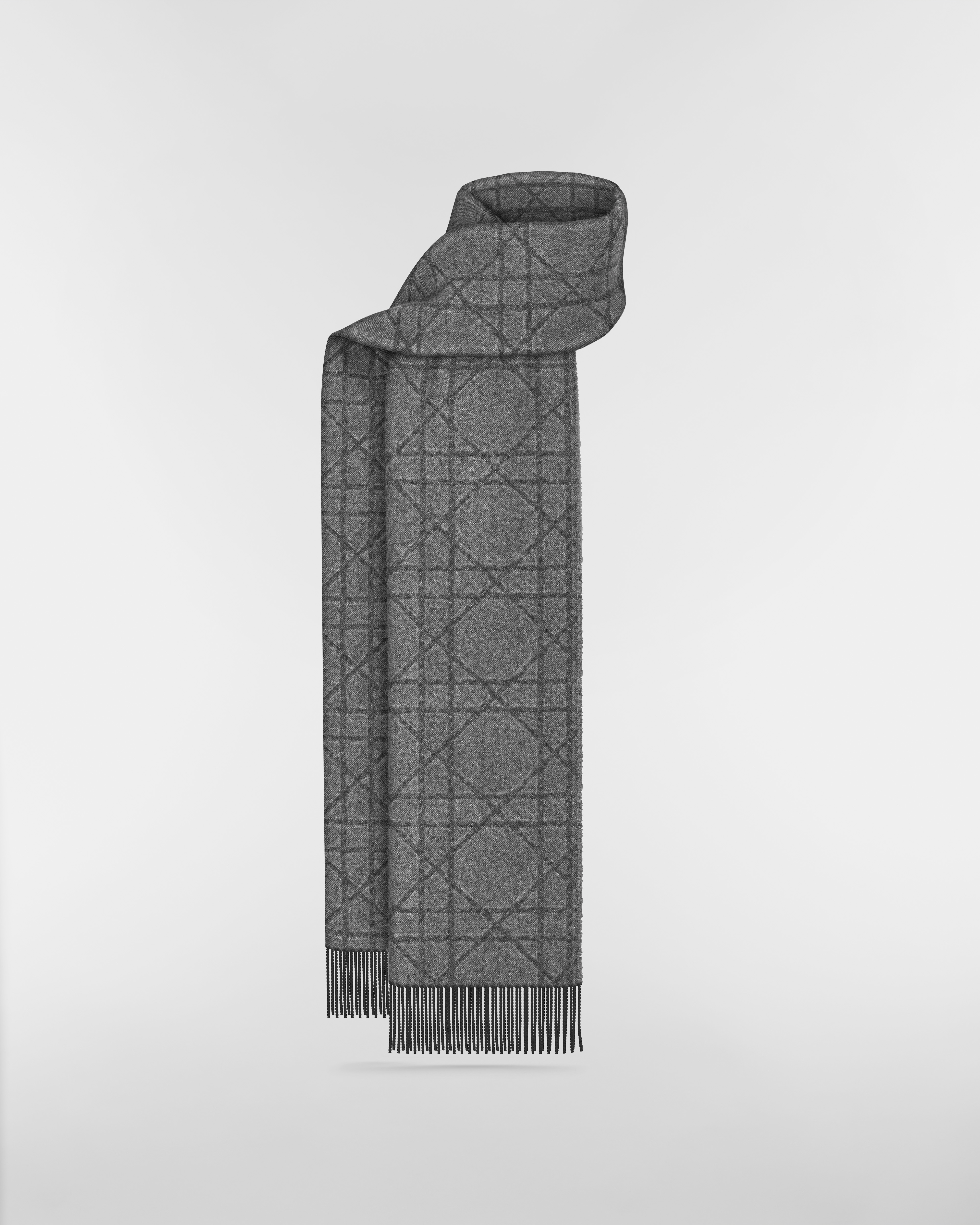 Cannage Scarf Black Cashmere and Wool E01