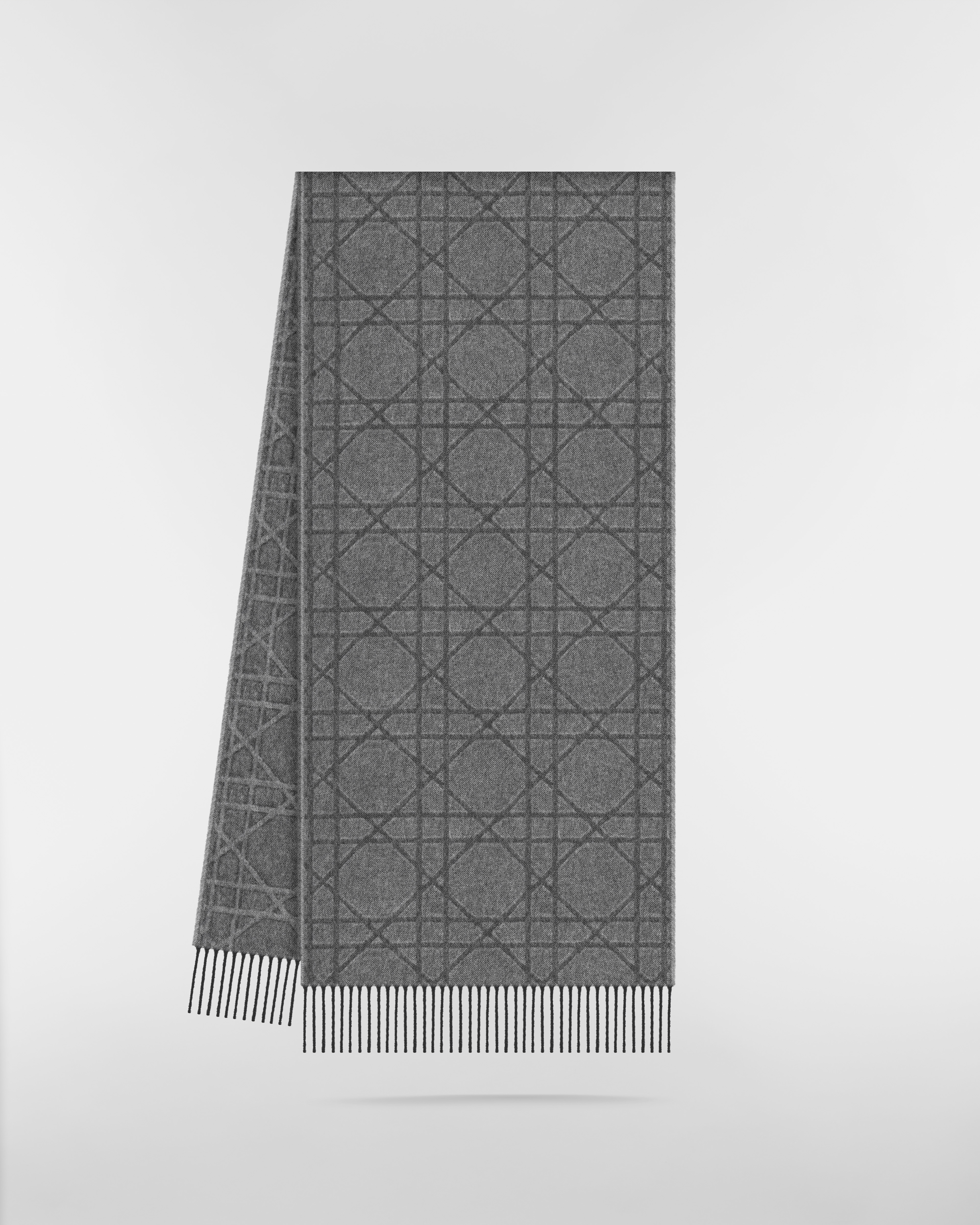 Cannage Scarf Black Cashmere and Wool E03