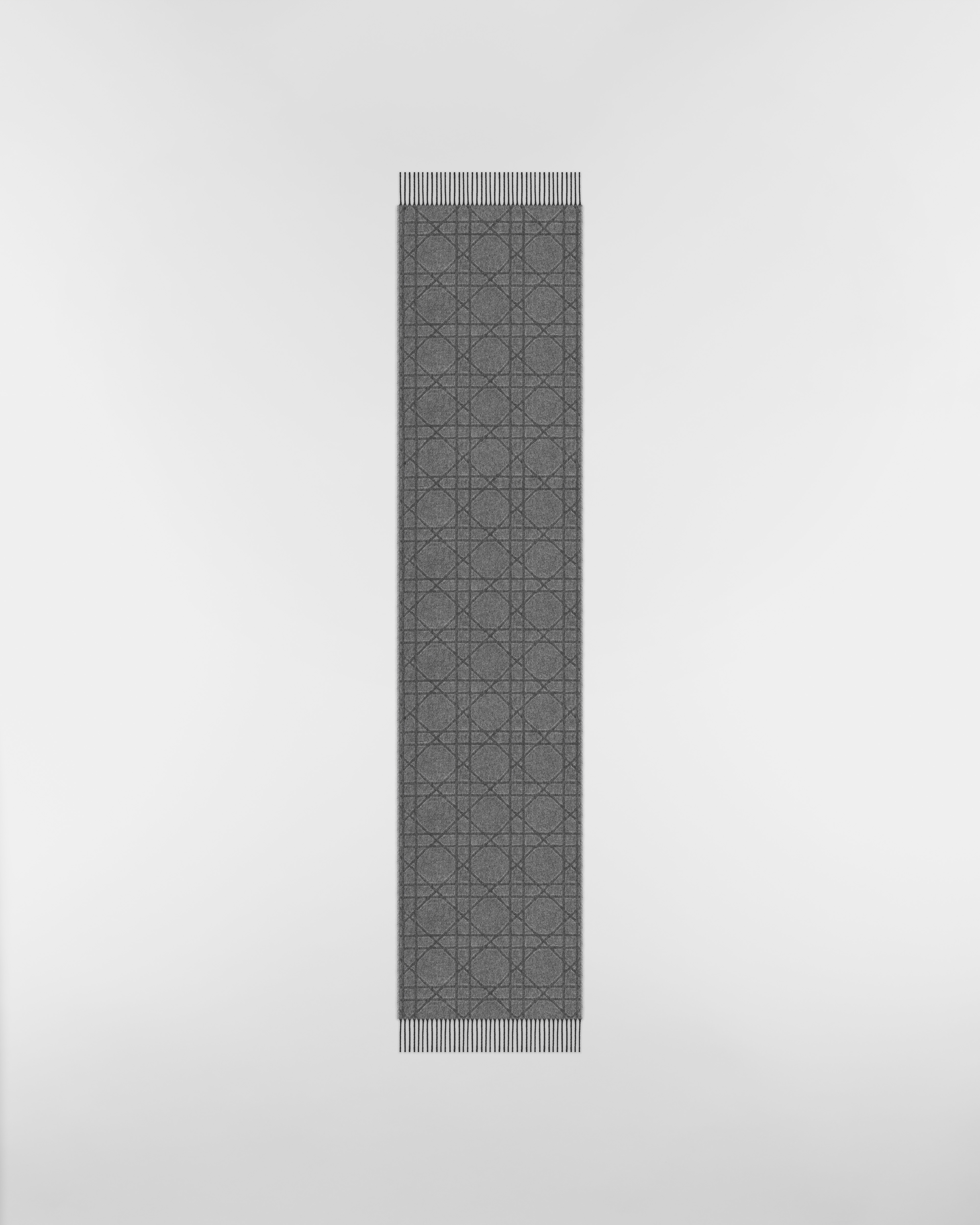 Cannage Scarf Black Cashmere and Wool E07