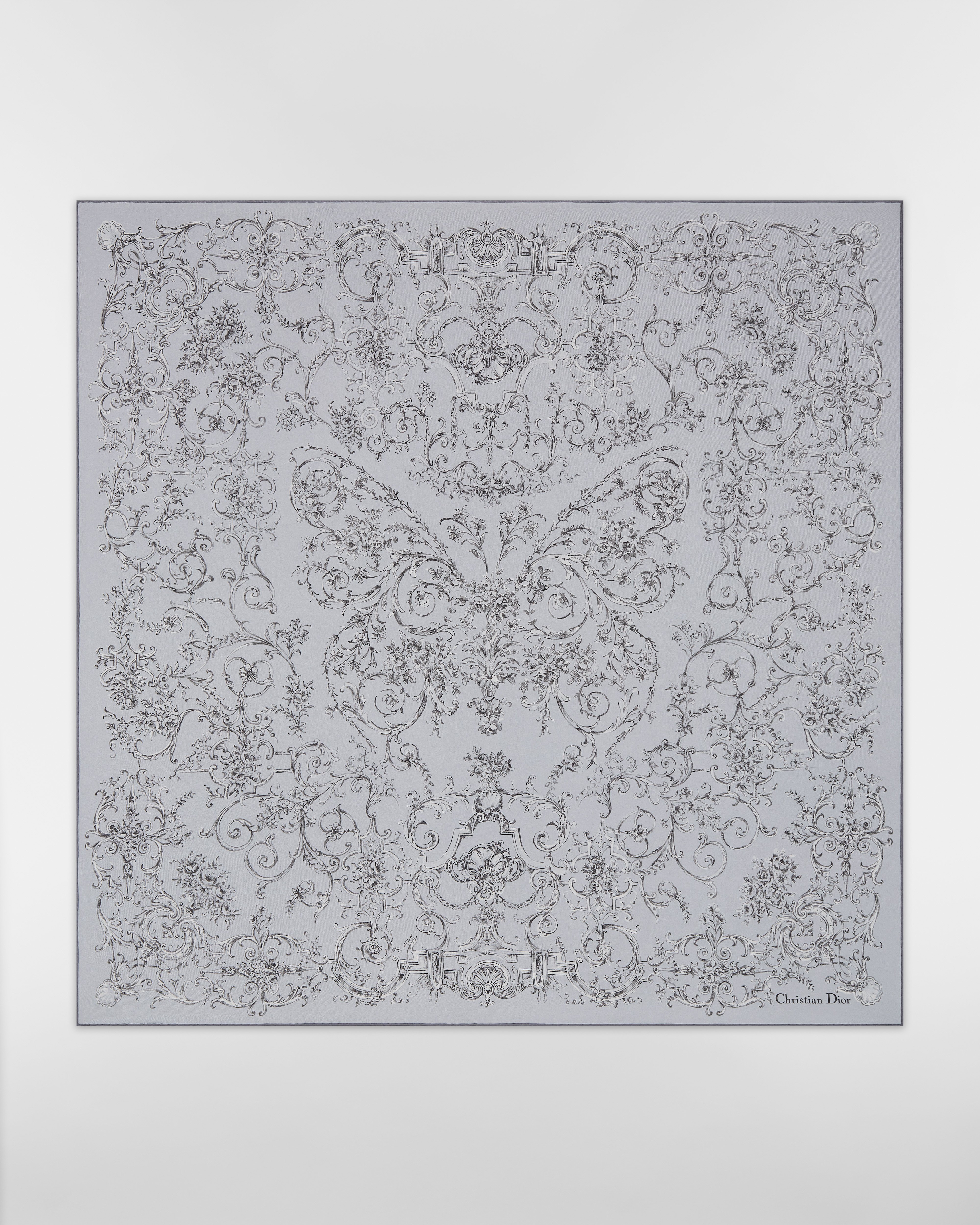 Carré 90 Dioresque Butterfly Twill de soie gris clair