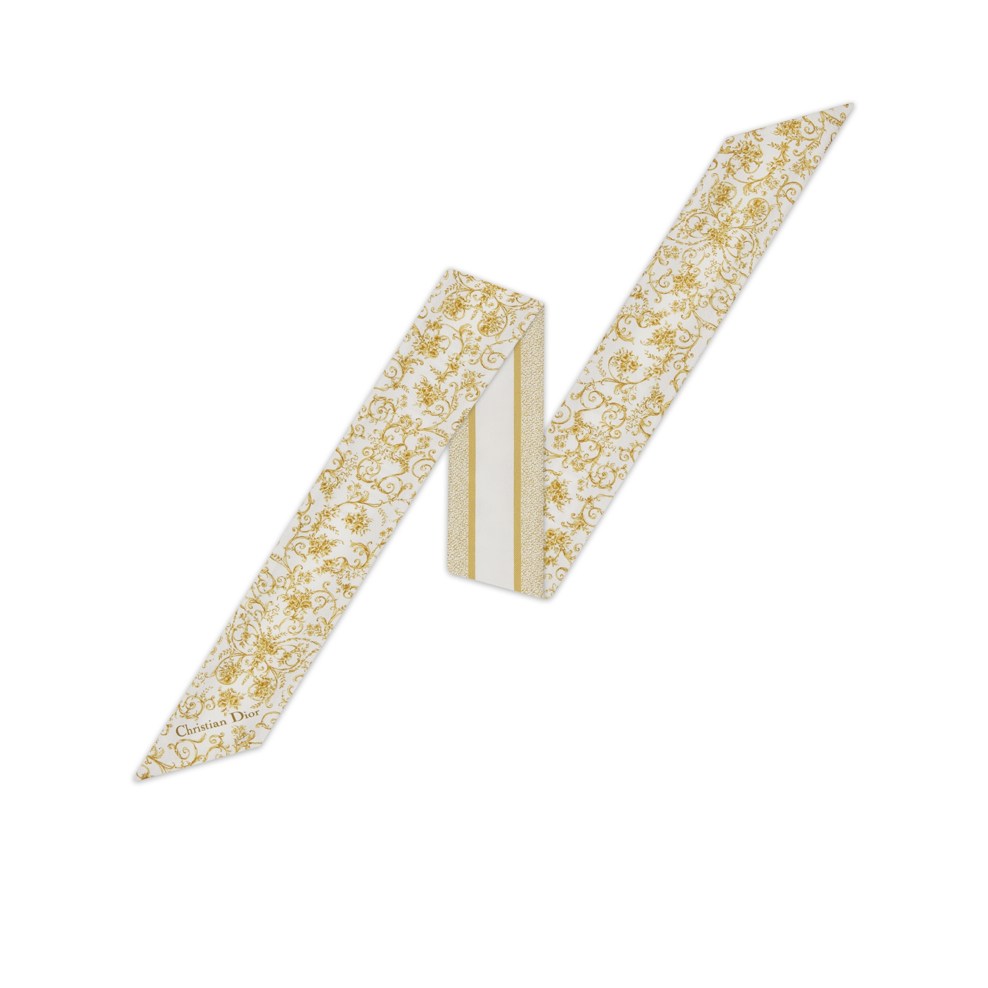 Dioresque Butterfly Mitzah-Schal Seidentwill in Weiß und Goldfarbe E01