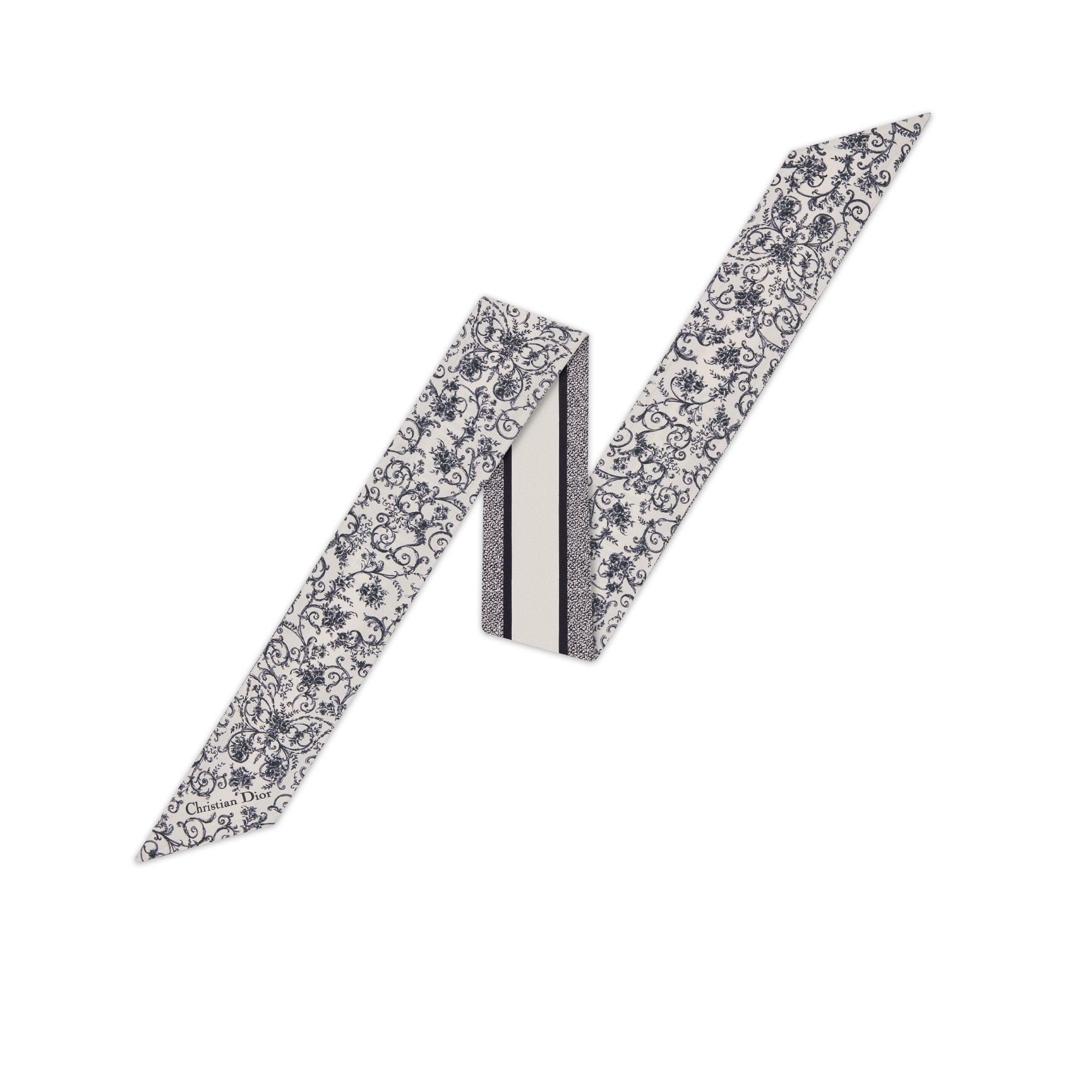 Dioresque Butterfly Mitzah Scarf White and Gray Silk Twill E01