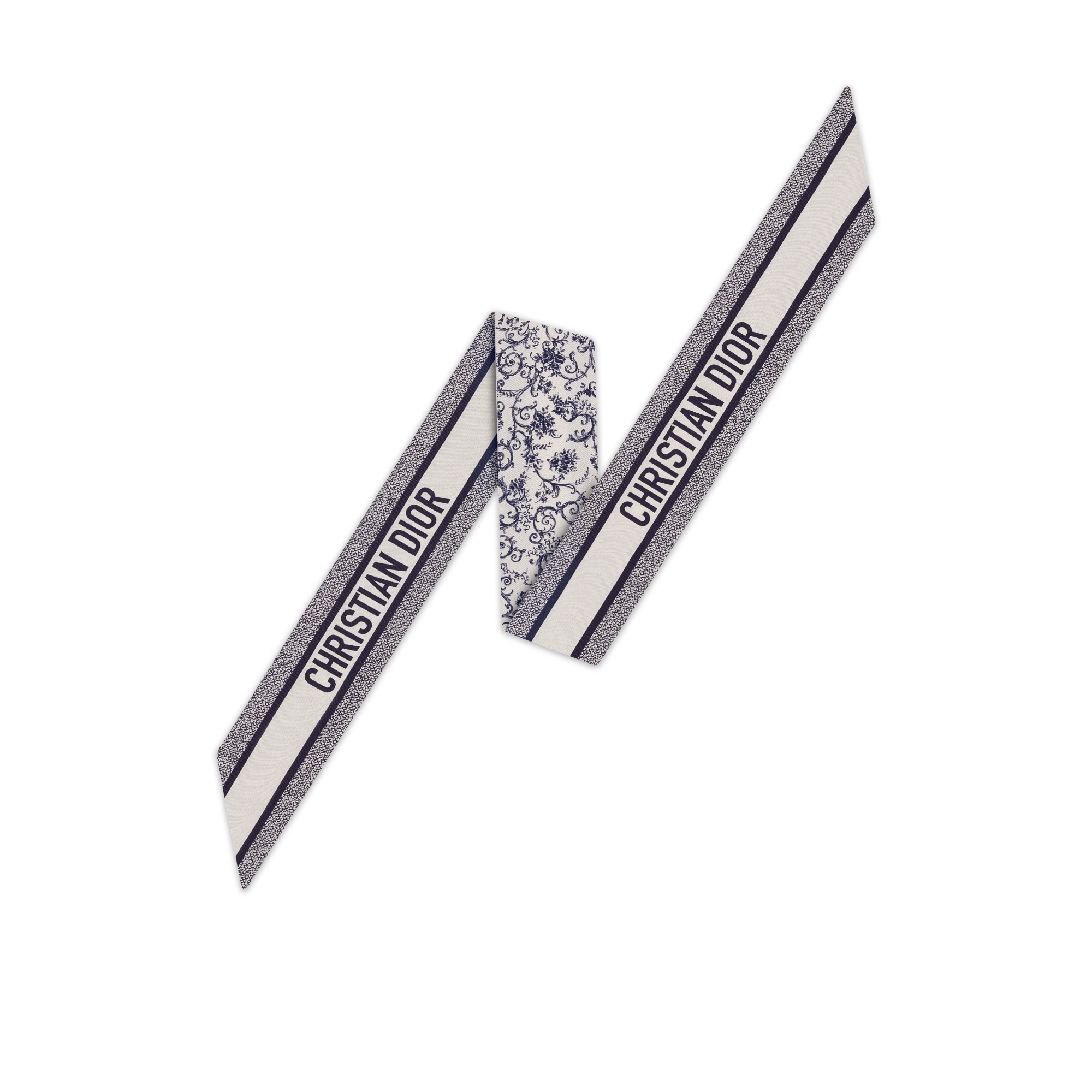 Mitzah Dioresque Butterfly Twill di seta bianco e grigio E08