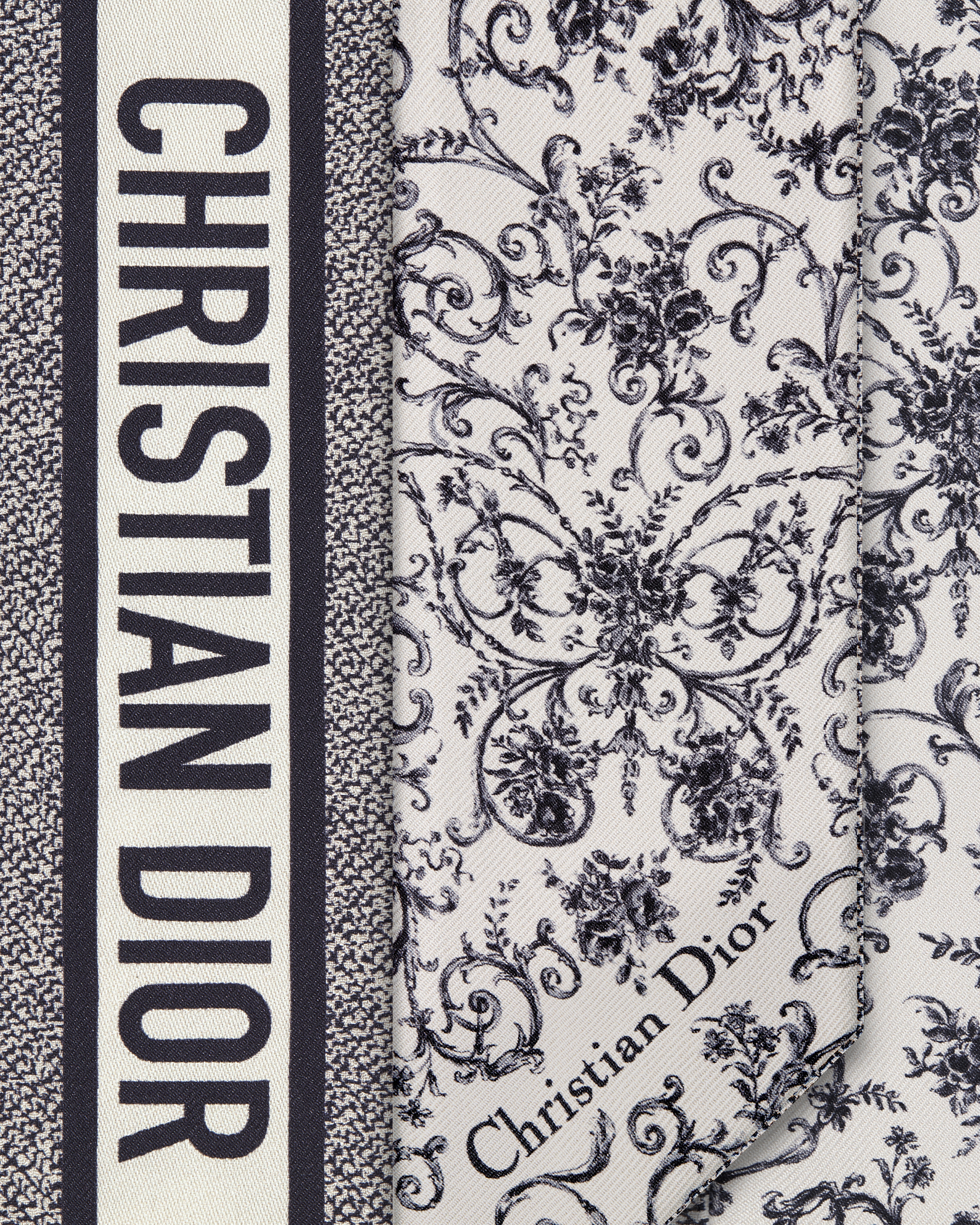 Dioresque Butterfly Mitzah Scarf White and Gray Silk Twill E09